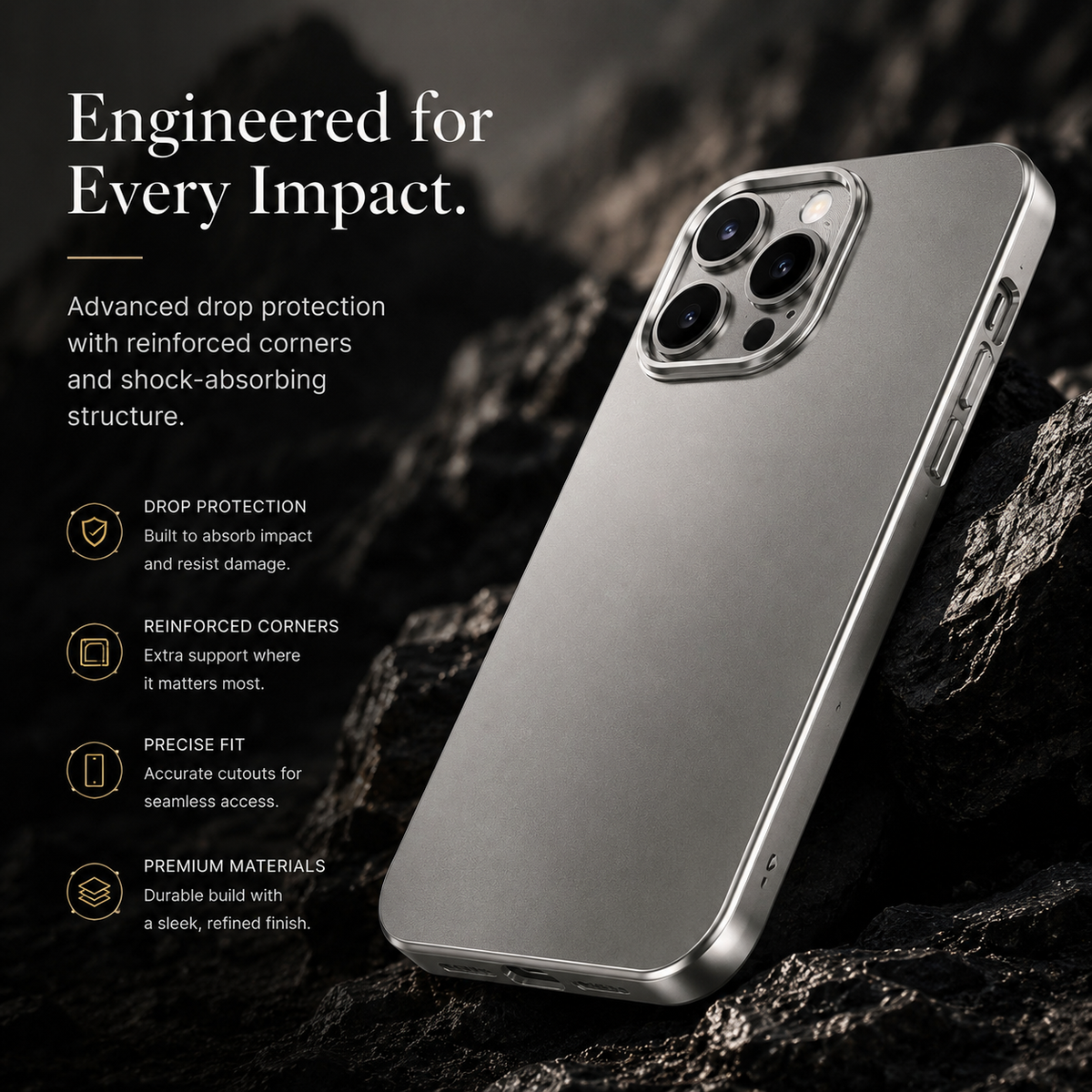 Premium iPhone Case Ultra Thin Aluminum Frame Frosted Matte Back Cover Shockproof Protective Camera Lens Guard Slim Design Full Coverage Anti Fingerprint Description Title