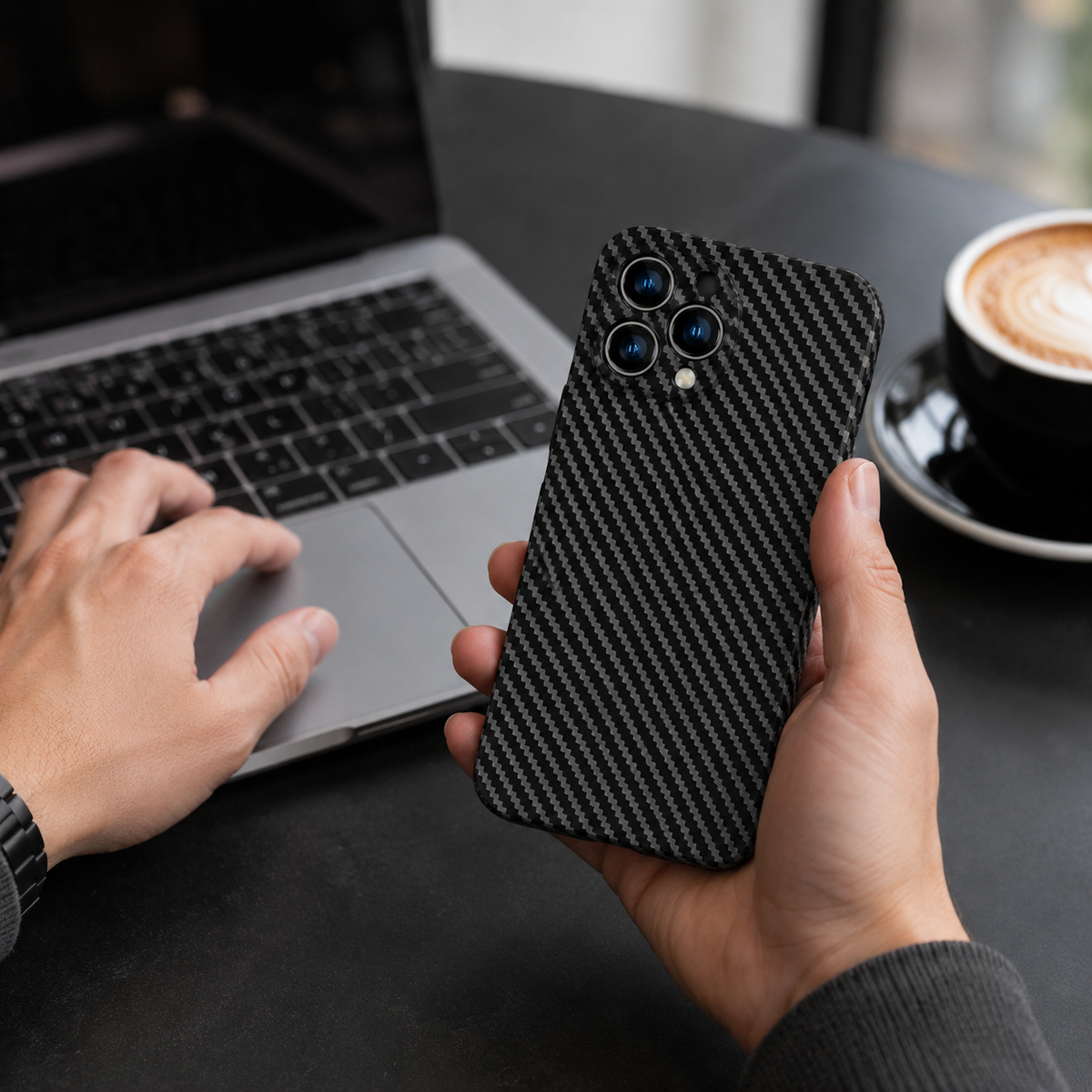 Premium iPhone Case Ultra Thin Carbon Fiber Matte Protective Cover 0.2mm PP Back Lightweight Scratch Resistant Slim Minimalist Hard Back Design