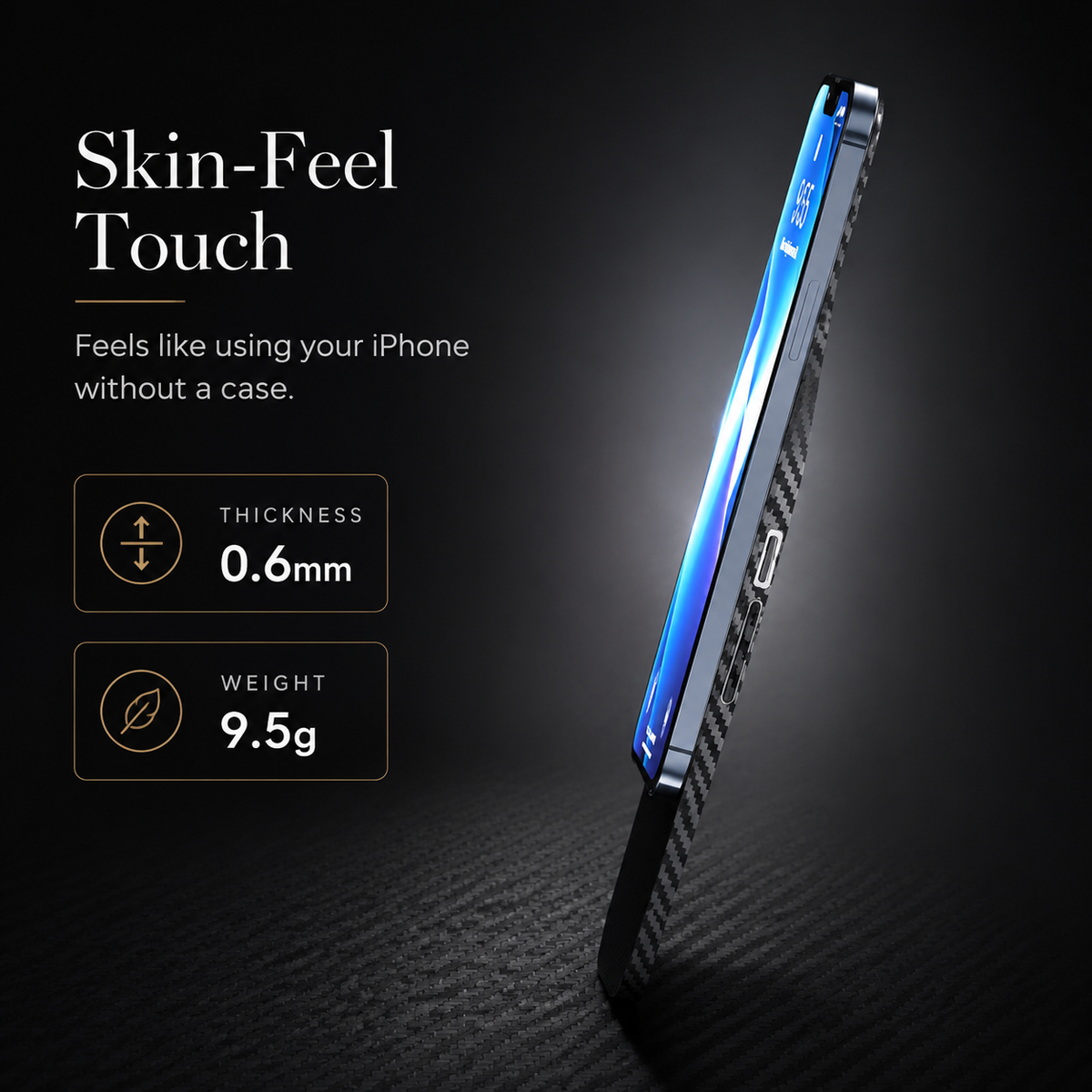 Premium iPhone Case Ultra Thin Carbon Fiber Matte Protective Cover 0.2mm PP Back Lightweight Scratch Resistant Slim Minimalist Hard Back Design