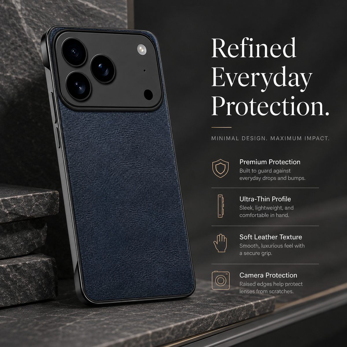 Premium iPhone Case Ultra Thin Frameless Leather PC Cover MagSafe Compatible Shockproof Anti Fall Borderless Protection Camera Lens Guard Slim Design