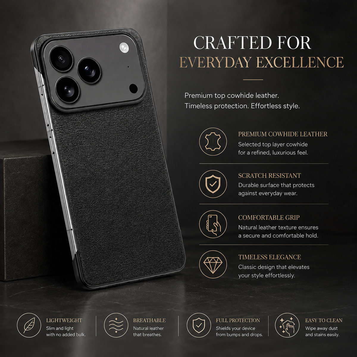 Premium iPhone Case Ultra Thin Frameless Leather PC Cover MagSafe Compatible Shockproof Anti Fall Borderless Protection Camera Lens Guard Slim Design