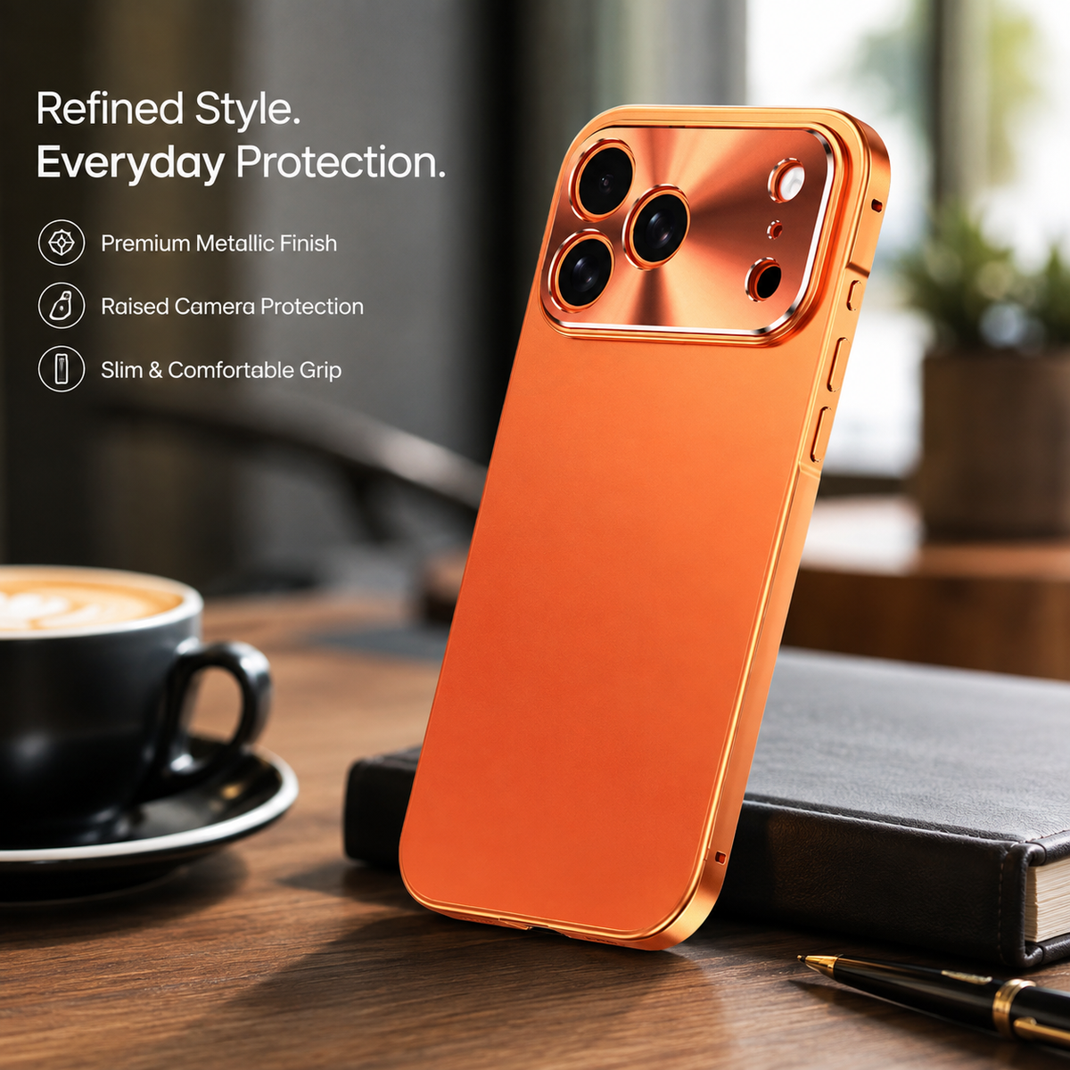 Premium iPhone Case Ultra Thin Protective Cover Aluminum Alloy Frame Frosted Matte Backplate Shockproof Camera Lens Guard Slim Lightweight Design