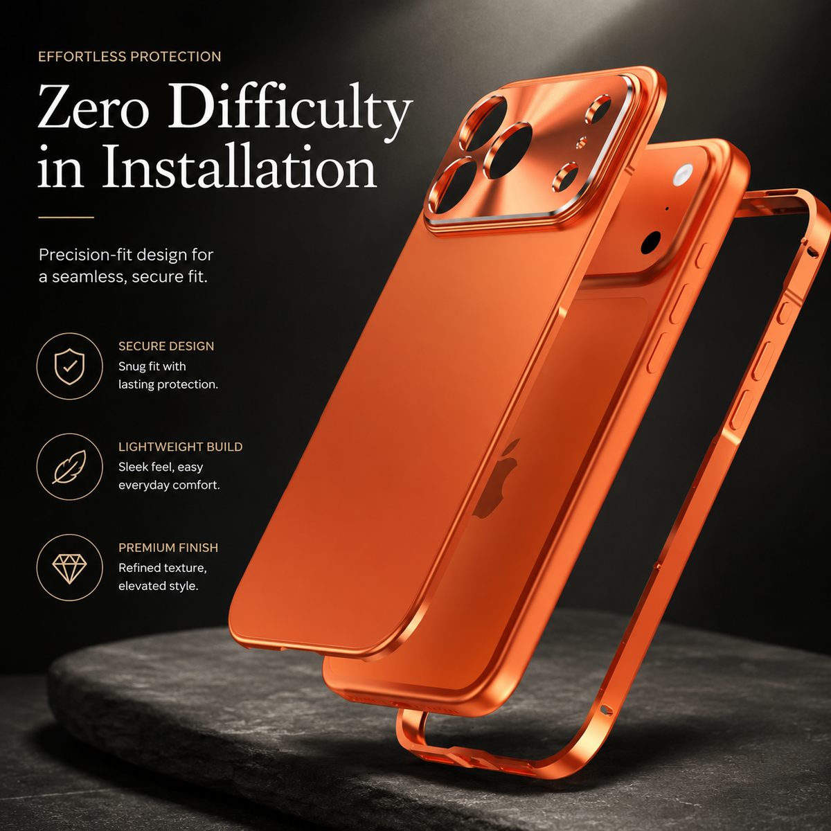 Premium iPhone Case Ultra Thin Protective Cover Aluminum Alloy Frame Frosted Matte Backplate Shockproof Camera Lens Guard Slim Lightweight Design