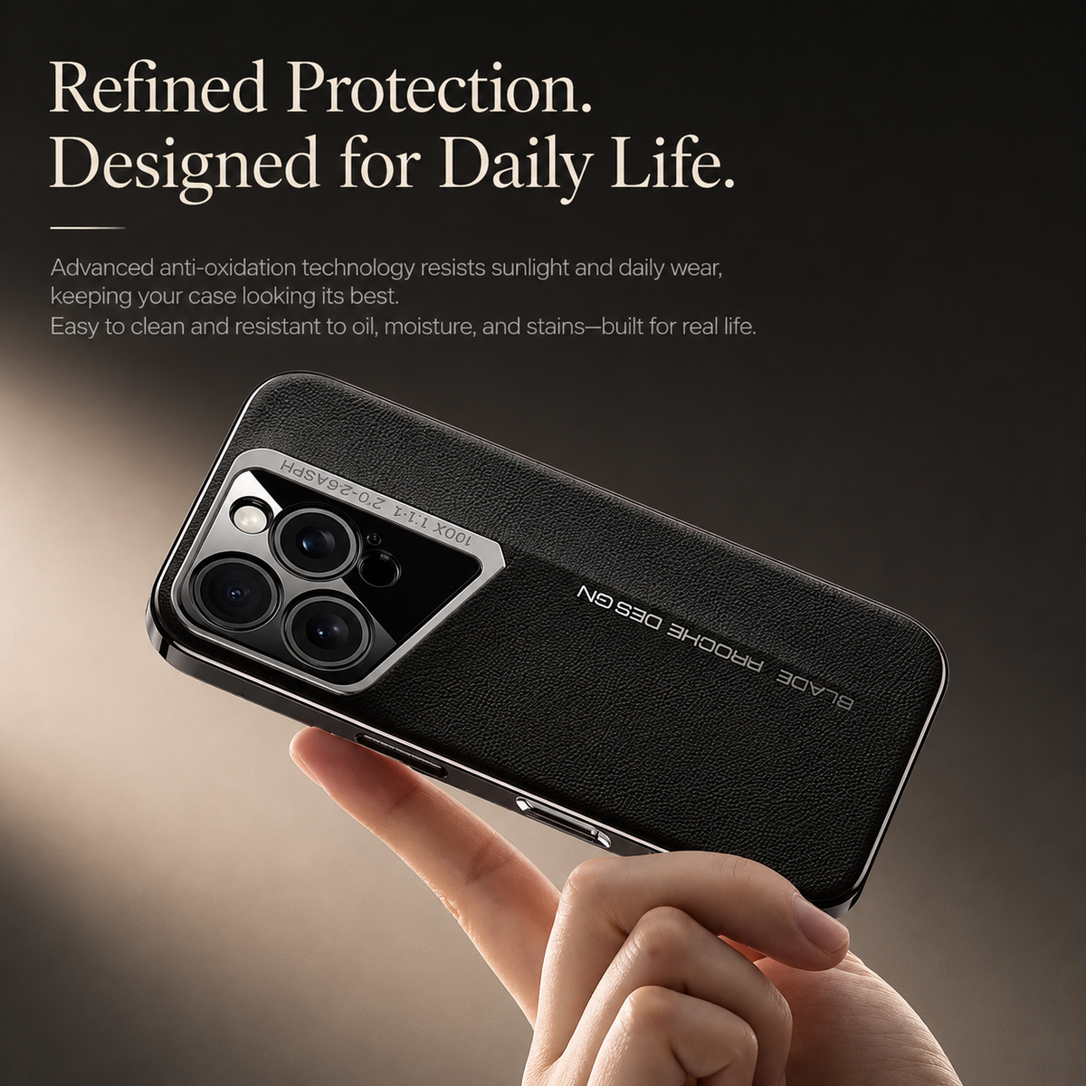 Premium iPhone Case Vegan Leather Hard Back Protective Cover Camera Lens Protection Anti Fingerprint Anti Scratch Slim Lightweight Minimalist Soft Touch
