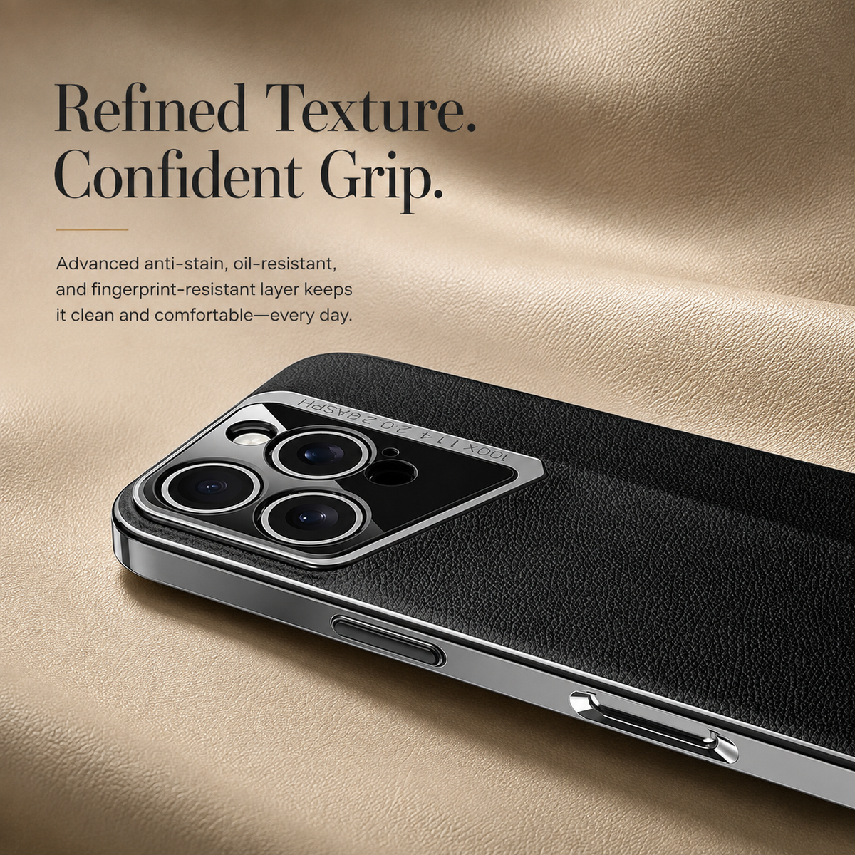 Premium iPhone Case Vegan Leather Hard Back Protective Cover Camera Lens Protection Anti Fingerprint Anti Scratch Slim Lightweight Minimalist Soft Touch