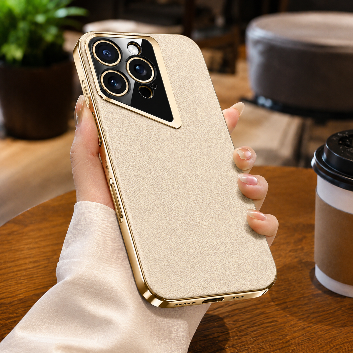Premium iPhone Case Vegan Leather Hard Back Protective Cover Camera Lens Protection Anti Fingerprint Anti Scratch Slim Lightweight Minimalist Soft Touch
