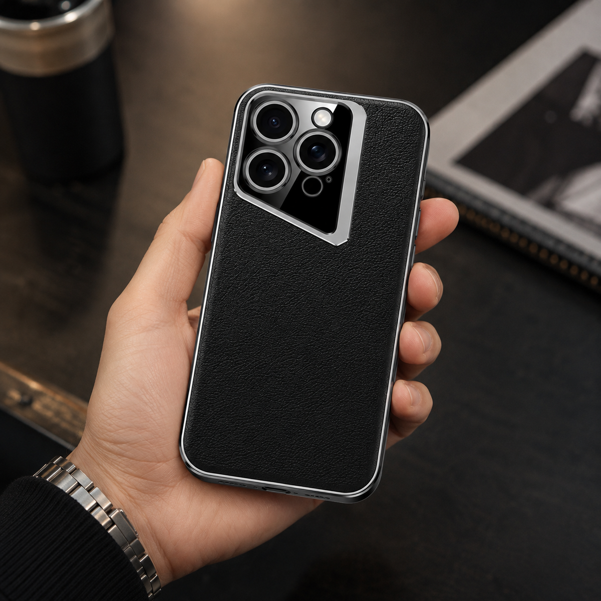 Premium iPhone Case Vegan Leather Hard Back Protective Cover Camera Lens Protection Anti Fingerprint Anti Scratch Slim Lightweight Minimalist Soft Touch