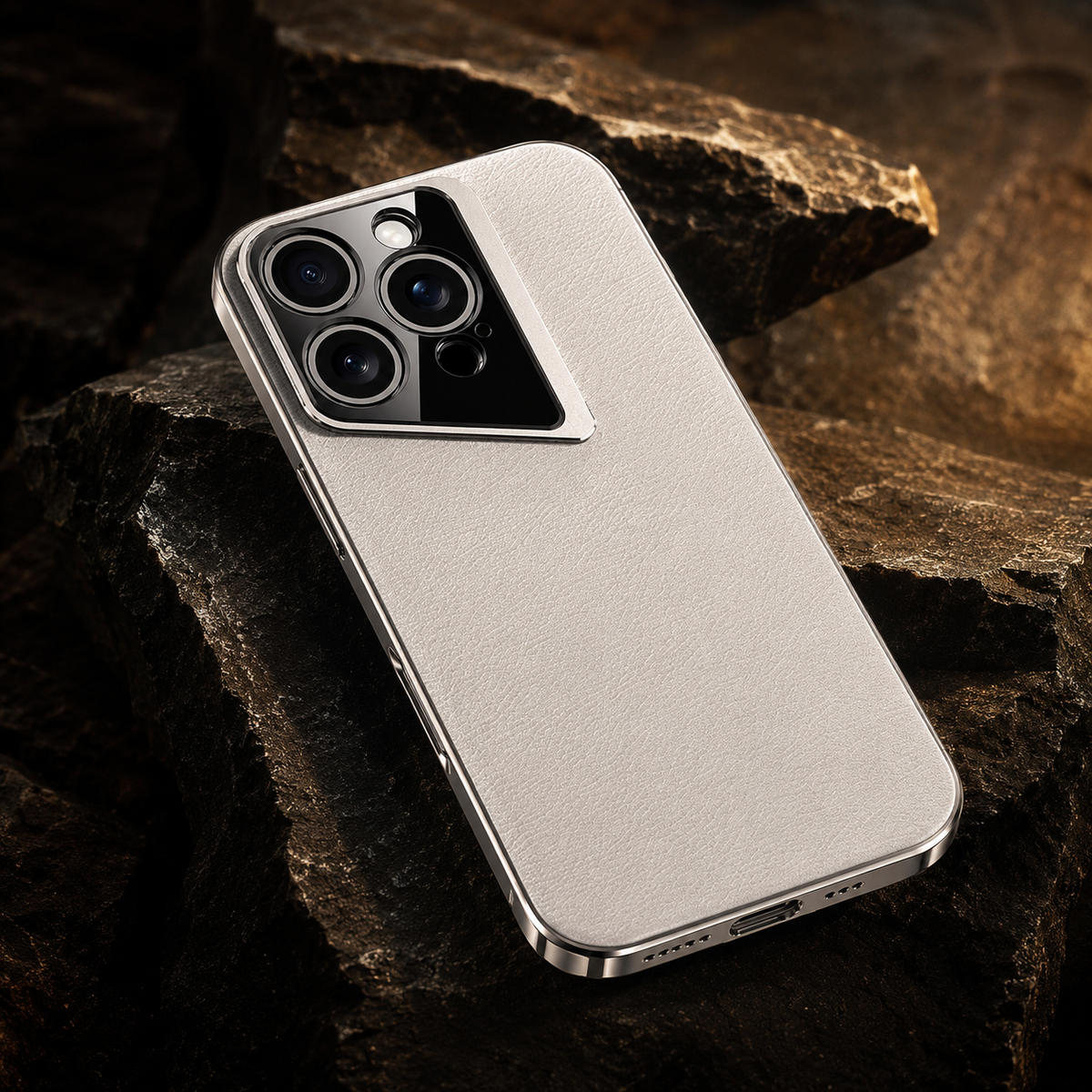 Premium iPhone Case Vegan Leather Hard Back Protective Cover Camera Lens Protection Anti Fingerprint Anti Scratch Slim Lightweight Minimalist Soft Touch
