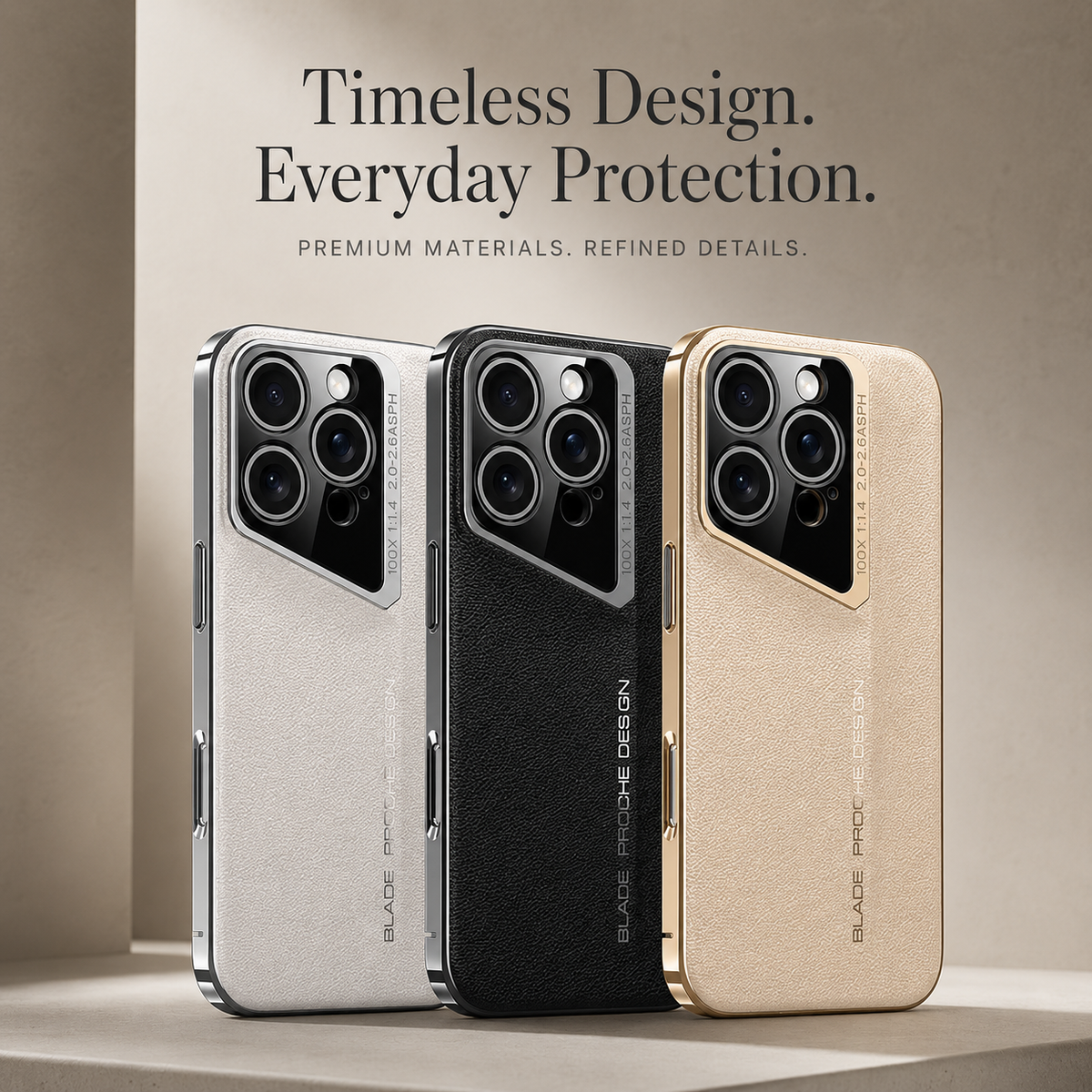 Premium iPhone Case Vegan Leather Hard Back Protective Cover Camera Lens Protection Anti Fingerprint Anti Scratch Slim Lightweight Minimalist Soft Touch