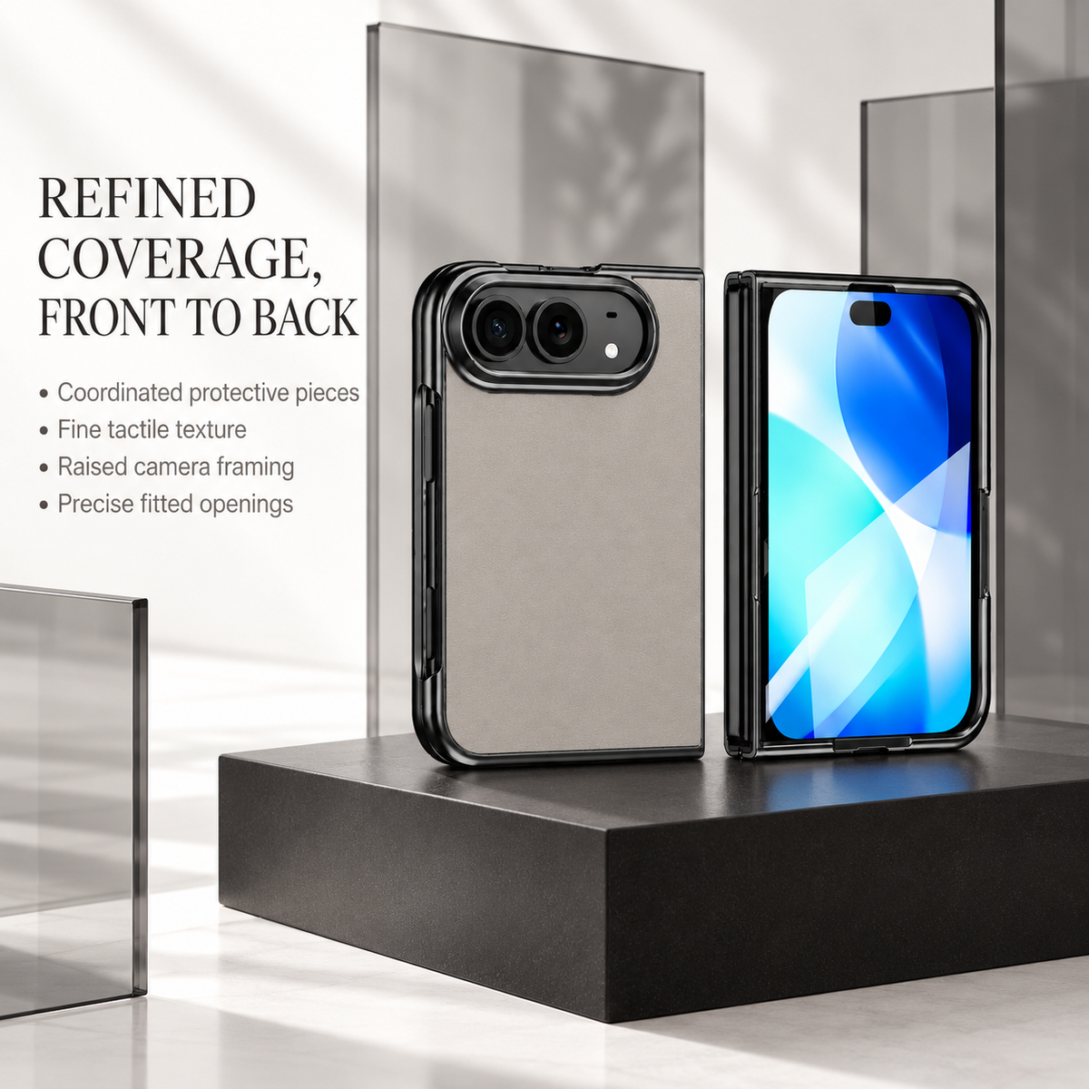 Premium iPhone Case Vegan Leather Sheepskin Texture Business Matte Foldable Shockproof Anti Scratch Non Slip Full Protection Slim Protective Cover Case
