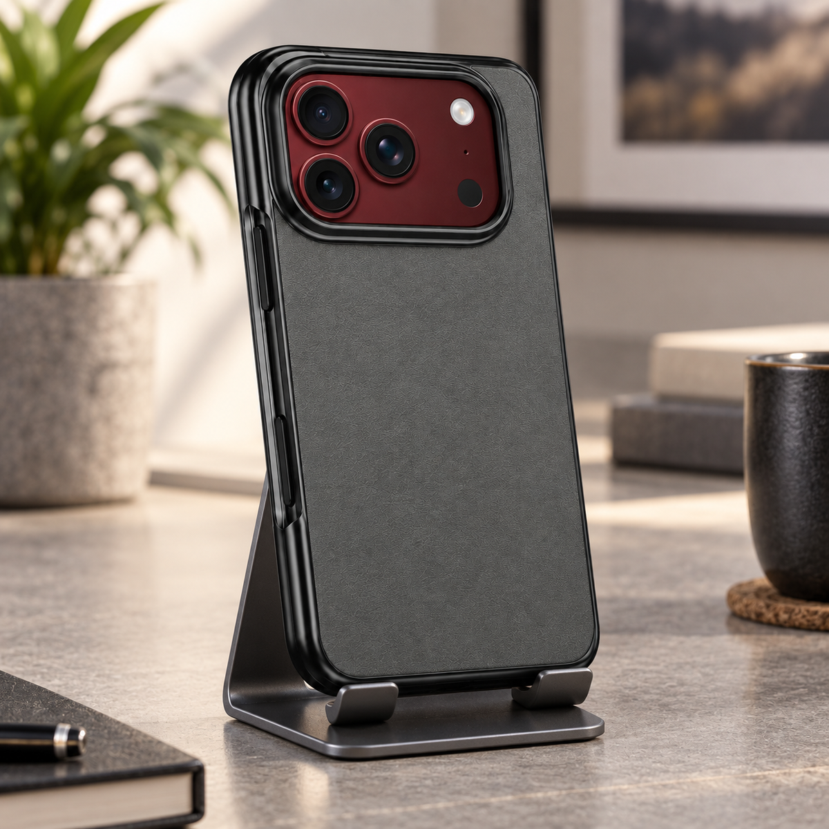 Premium iPhone Case Vegan Leather Sheepskin Texture Business Matte Foldable Shockproof Anti Scratch Non Slip Full Protection Slim Protective Cover Case