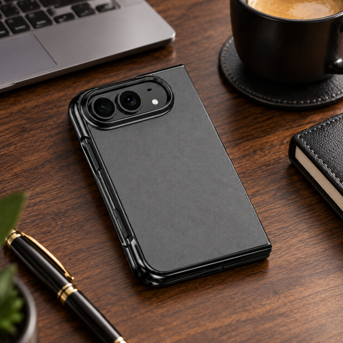 Premium iPhone Case Vegan Leather Sheepskin Texture Business Matte Foldable Shockproof Anti Scratch Non Slip Full Protection Slim Protective Cover Case