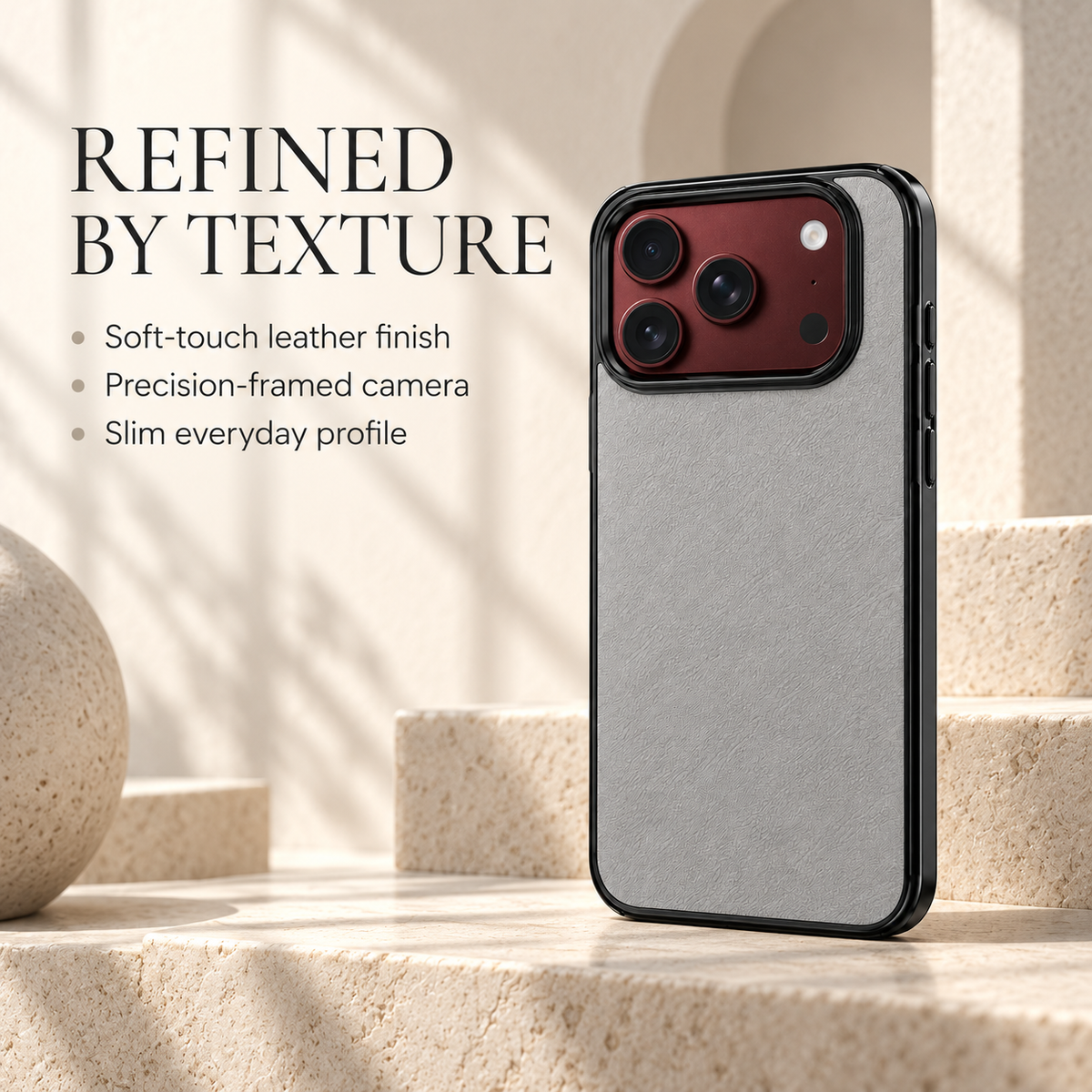 Premium iPhone Case Vintage Leather Style Semi Clear Acrylic Soft Touch Sweat Resistant Slim Foldable Protective Shockproof Phone Cover Case Design
