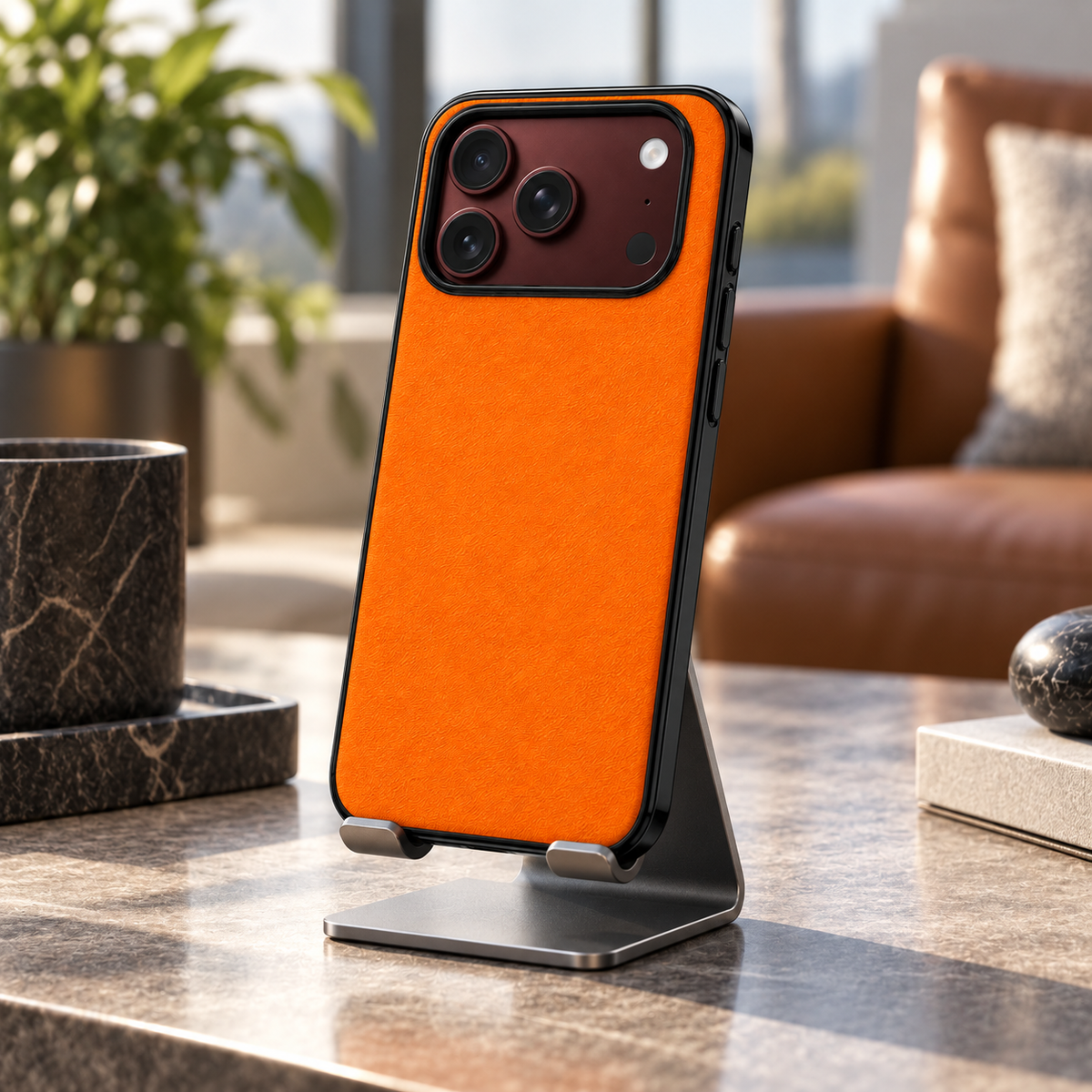 Premium iPhone Case Vintage Leather Style Semi Clear Acrylic Soft Touch Sweat Resistant Slim Foldable Protective Shockproof Phone Cover Case Design