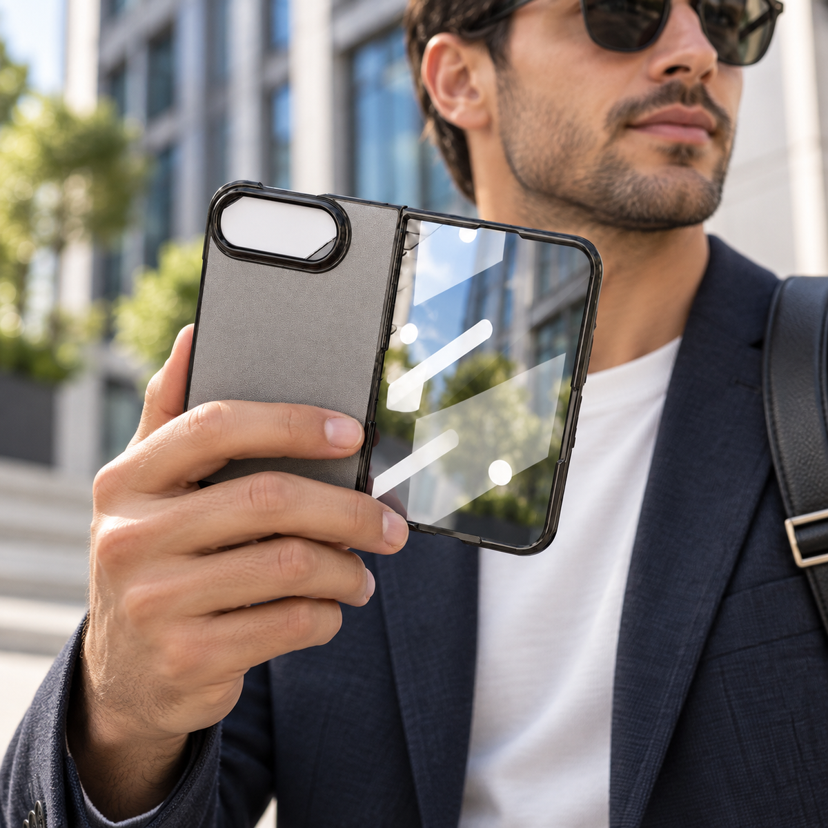 Premium iPhone Case Vintage Leather Style Semi Clear Acrylic Soft Touch Sweat Resistant Slim Foldable Protective Shockproof Phone Cover Case Design