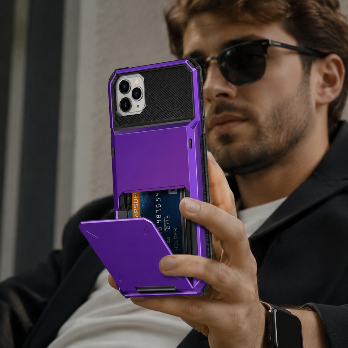 Premium iPhone Case Wallet Card Holder Hidden Flip Door Shockproof Protective Cover Dual Layer Armor Anti Scratch Camera Protection Raised Screen Grip