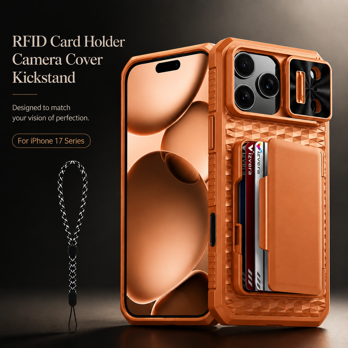Premium iPhone Case Wallet Card Holder Sliding Camera Cover Stand MagSafe Compatible RFID Blocking Dual Layer Shockproof Heavy Duty Full Protection Design