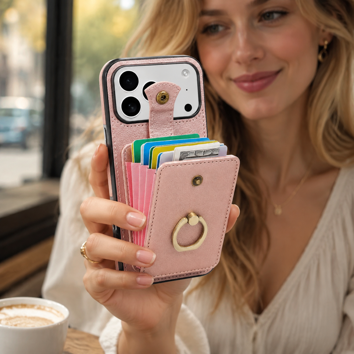 Premium iPhone Case Wallet Cover Card Holder 360 Rotating Ring Kickstand RFID Blocking PU Leather Shockproof Full Protection Slim Magnetic Closure Design