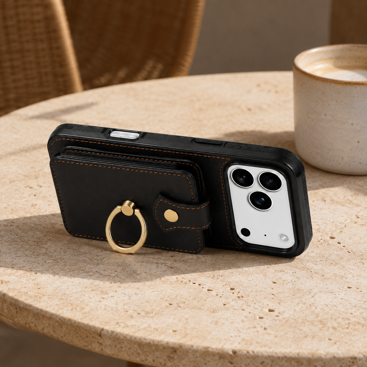 Premium iPhone Case Wallet Cover Card Holder 360 Rotating Ring Kickstand RFID Blocking PU Leather Shockproof Full Protection Slim Magnetic Closure Design