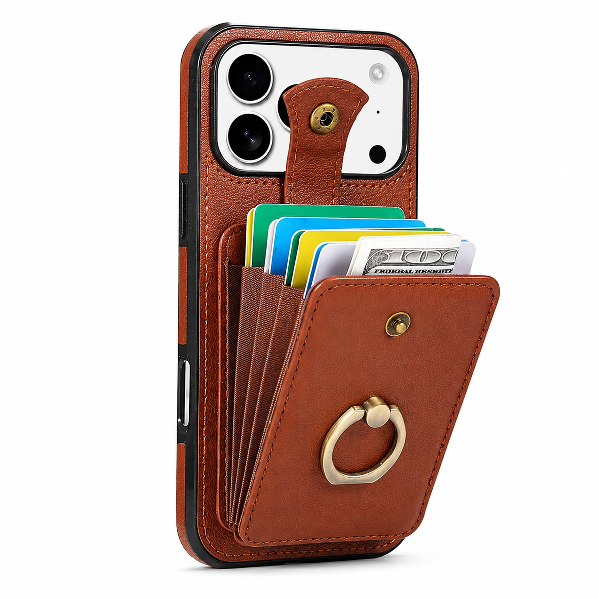 Premium iPhone Case Wallet Cover Card Holder 360 Rotating Ring Kickstand RFID Blocking PU Leather Shockproof Full Protection Slim Magnetic Closure Design