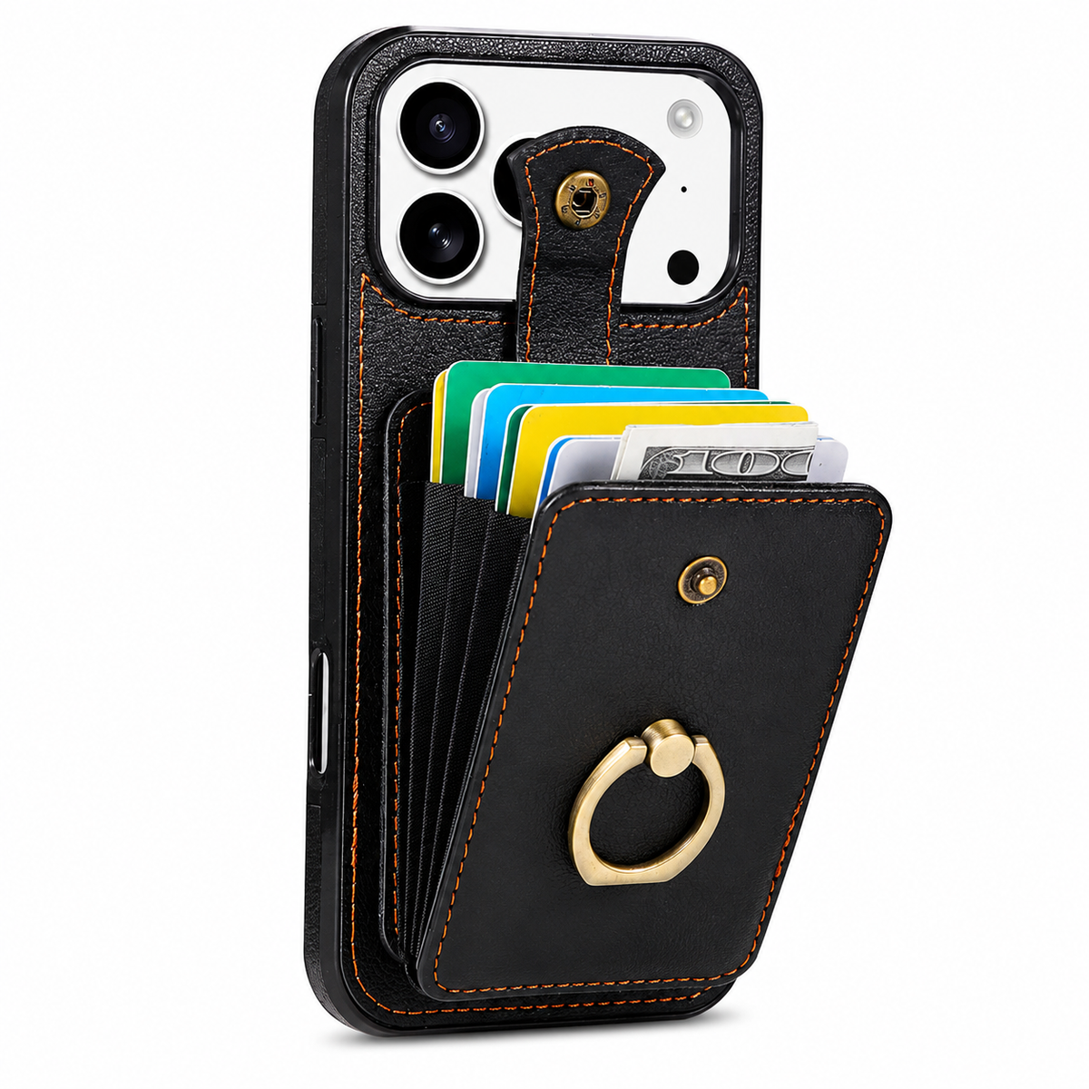 Premium iPhone Case Wallet Cover Card Holder 360 Rotating Ring Kickstand RFID Blocking PU Leather Shockproof Full Protection Slim Magnetic Closure Design