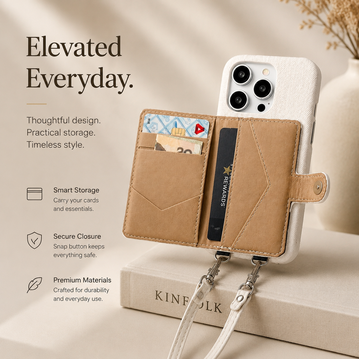 Premium iPhone Case Wallet Crossbody Flip Cover PU Leather Card Pocket Shoulder Strap Magnetic Closure Shockproof RFID Blocking Full Coverage