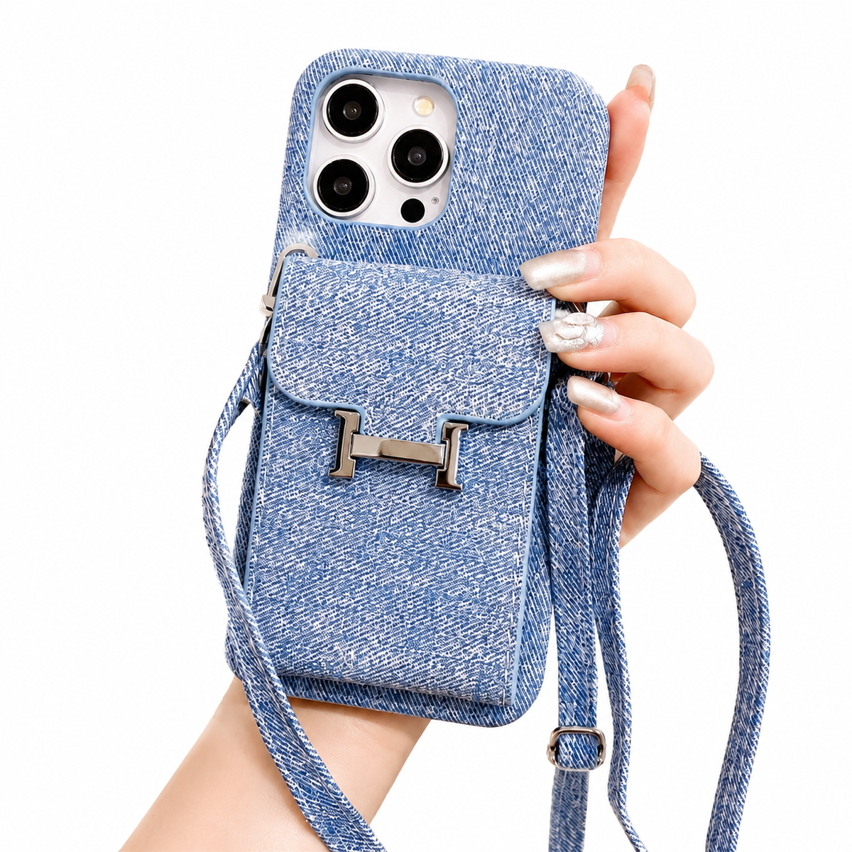Premium iPhone Case Wallet Crossbody Flip Cover PU Leather Card Pocket Shoulder Strap Magnetic Closure Shockproof RFID Blocking Full Coverage