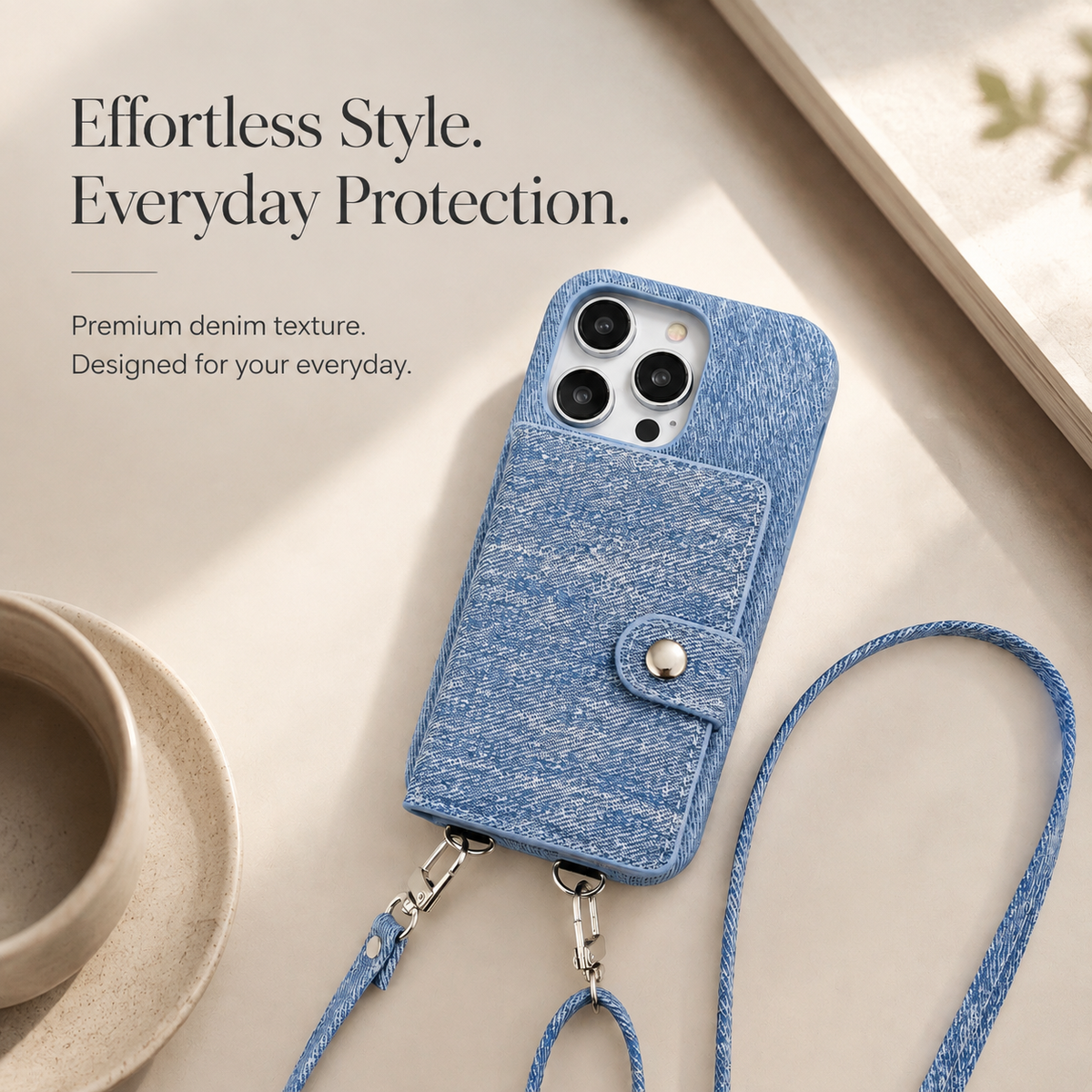 Premium iPhone Case Wallet Crossbody Flip Cover PU Leather Card Pocket Shoulder Strap Magnetic Closure Shockproof RFID Blocking Full Coverage