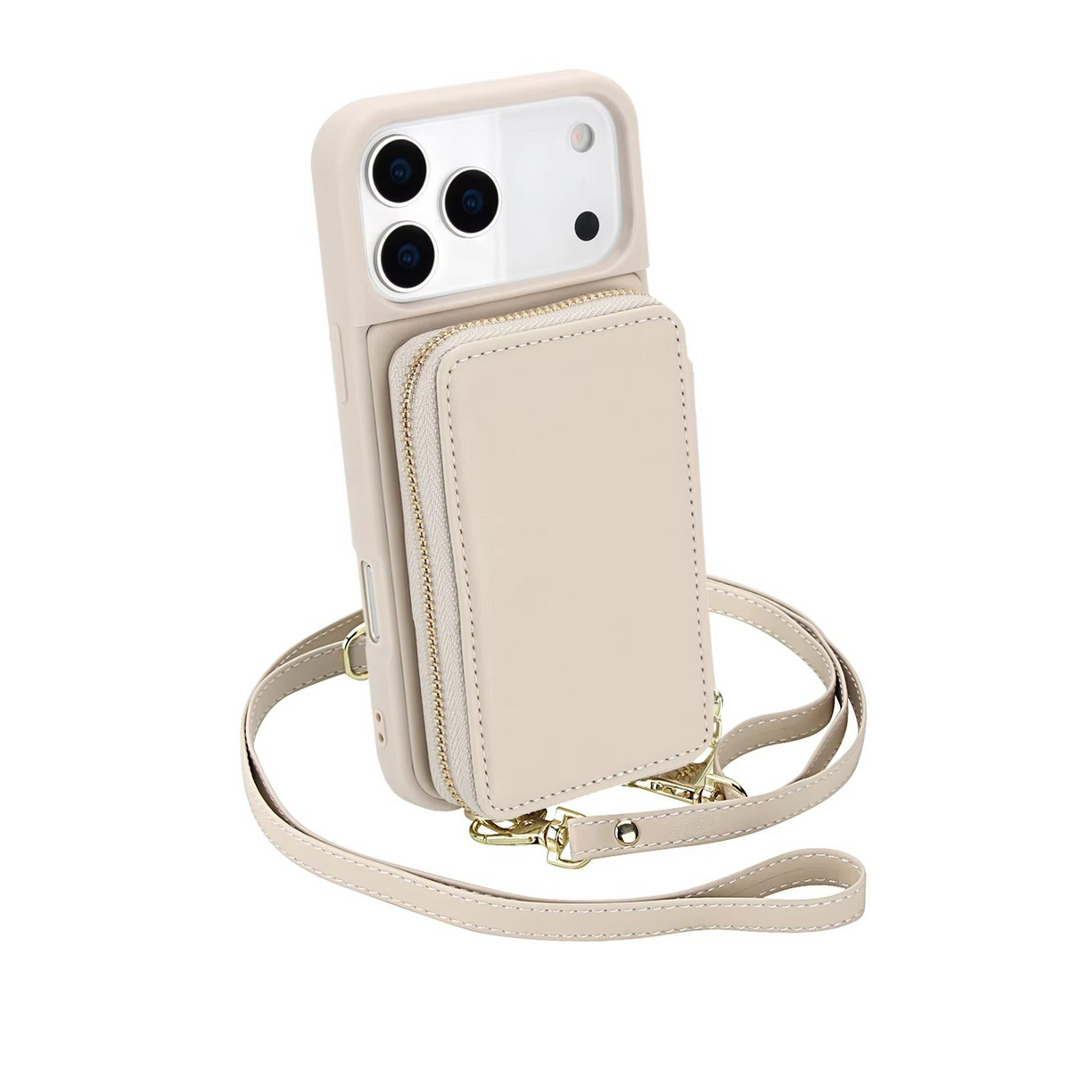 Premium iPhone Case Wallet Crossbody Leather Flip Cover Zipper Card Holder RFID Pocket Shoulder Strap Shockproof Full Coverage Protective Phone Case