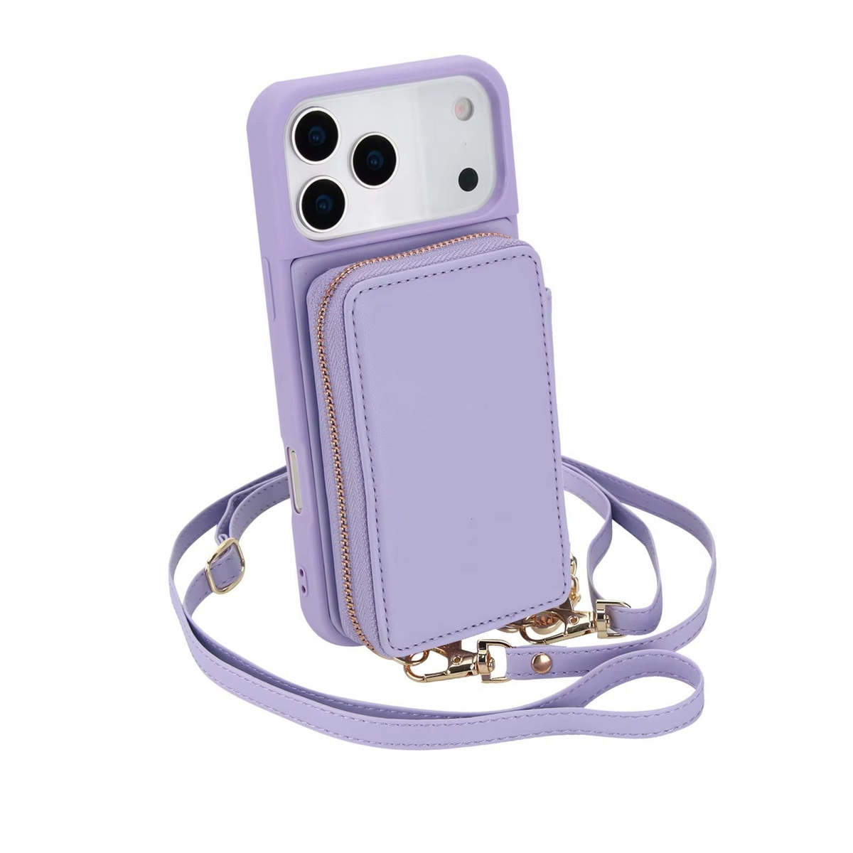 Premium iPhone Case Wallet Crossbody Leather Flip Cover Zipper Card Holder RFID Pocket Shoulder Strap Shockproof Full Coverage Protective Phone Case