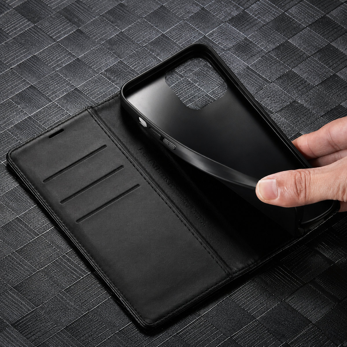 Premium iPhone Case Wallet MagSafe Compatible Carbon Fiber Leather Flip Cover Shockproof Card Holder Stand Camera Lens Protection Slim Magnetic Design