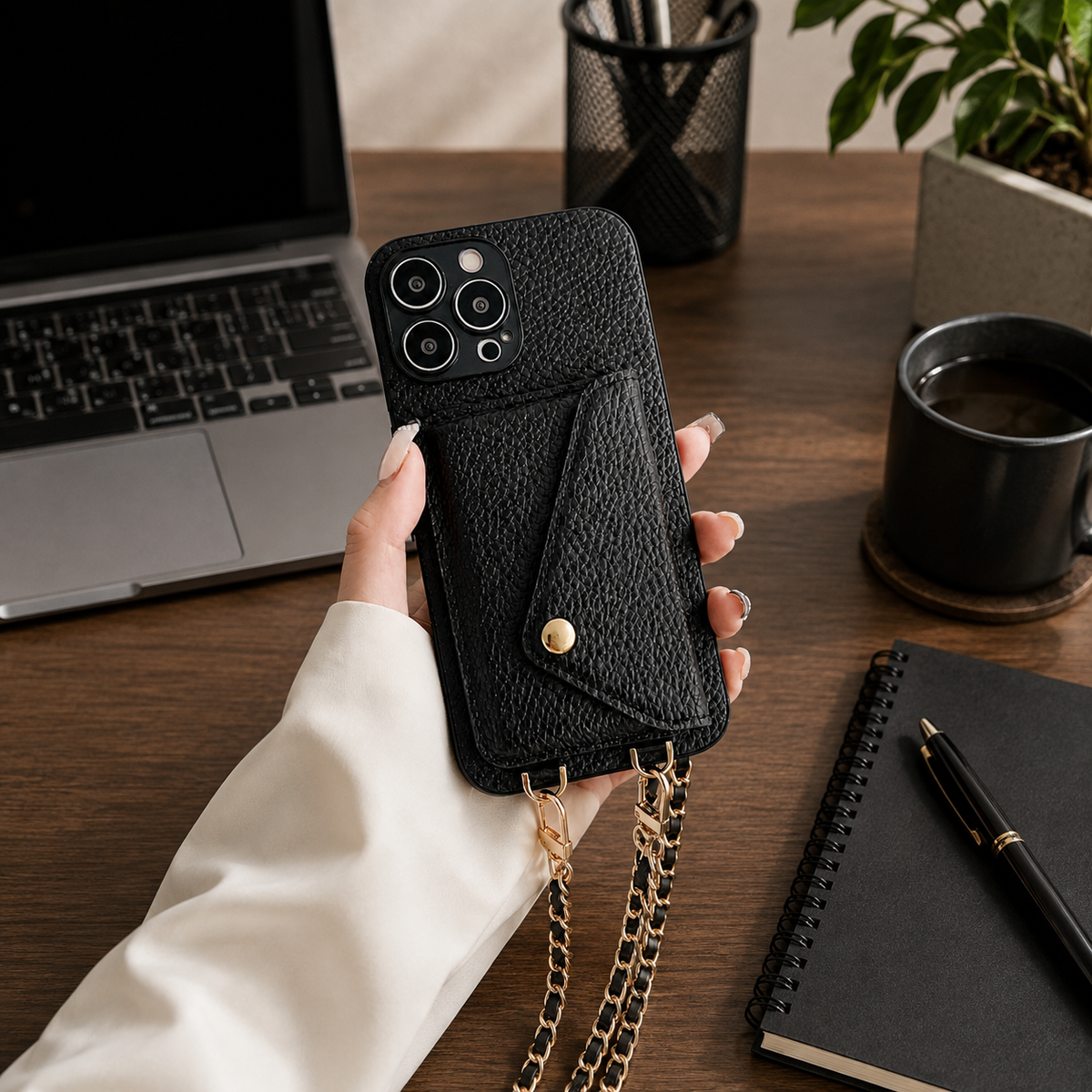Premium iPhone Case Wallet MagSafe Compatible Crossbody Strap Leather Card Holder Shockproof Protective Cover Camera Lens Protection Slim Design