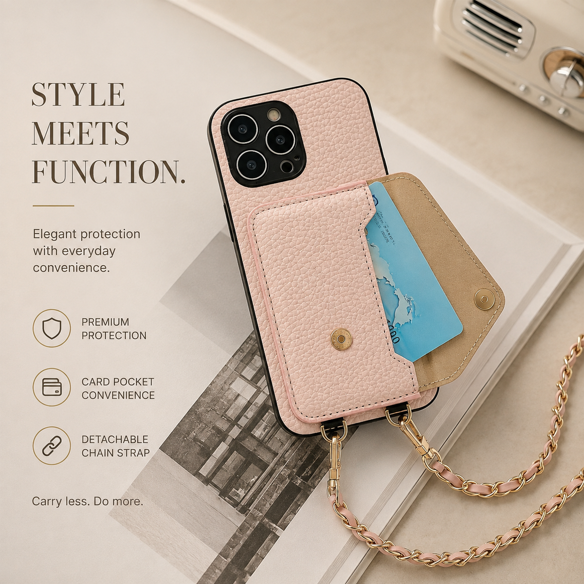 Premium iPhone Case Wallet MagSafe Compatible Crossbody Strap Leather Card Holder Shockproof Protective Cover Camera Lens Protection Slim Design