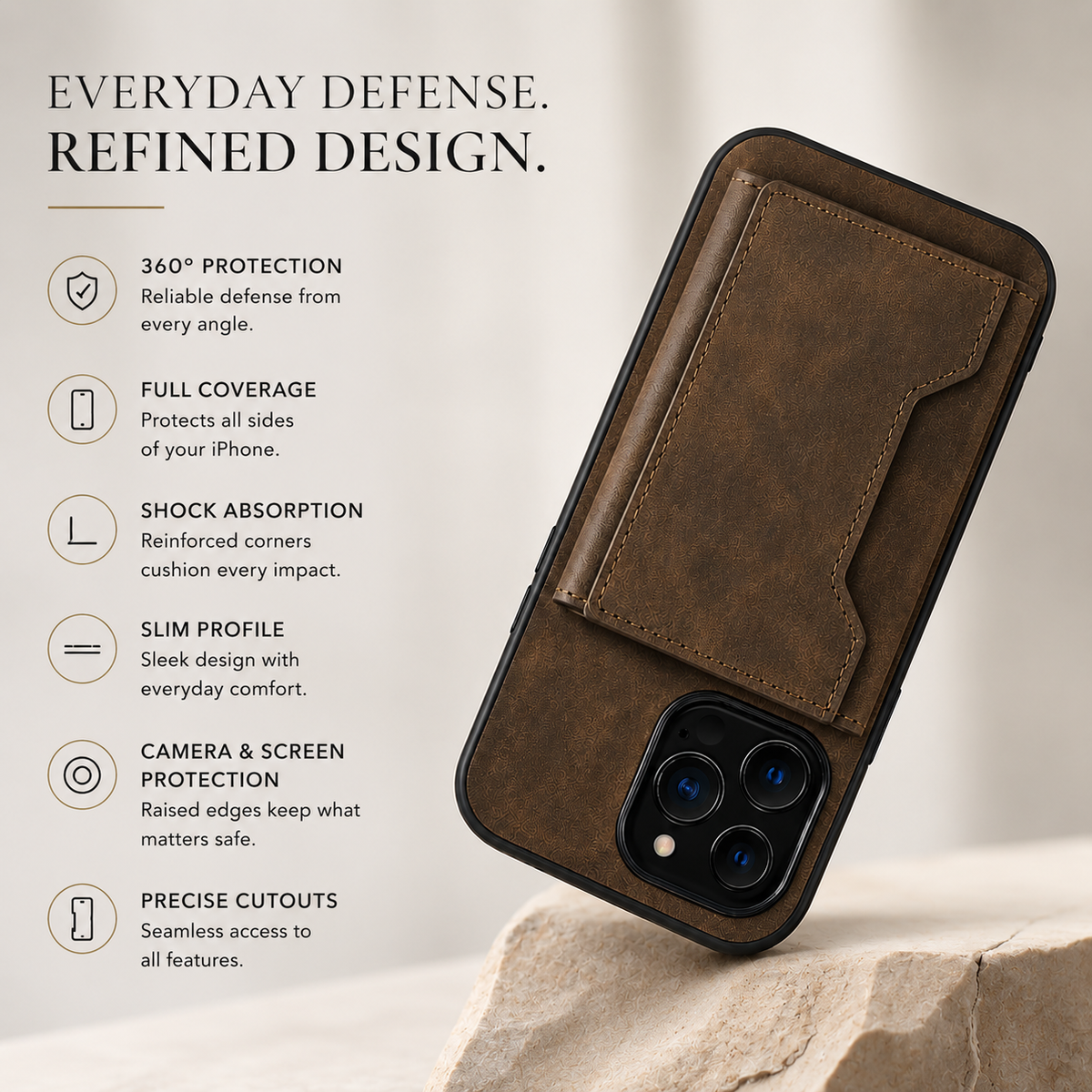 Premium iPhone Case Wallet MagSafe Compatible Detachable Leather Flip Cover Card Holder Shockproof Full Protection Camera Lens Guard Slim Magnetic Stand Design