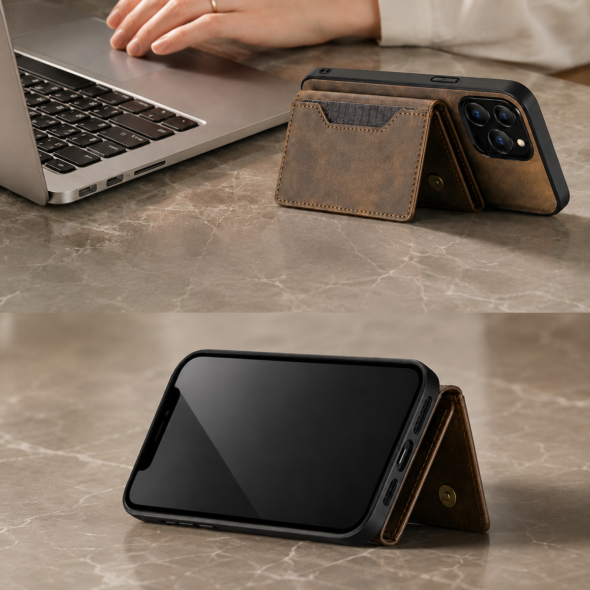 Premium iPhone Case Wallet MagSafe Compatible Detachable Leather Flip Cover Card Holder Shockproof Full Protection Camera Lens Guard Slim Magnetic Stand Design