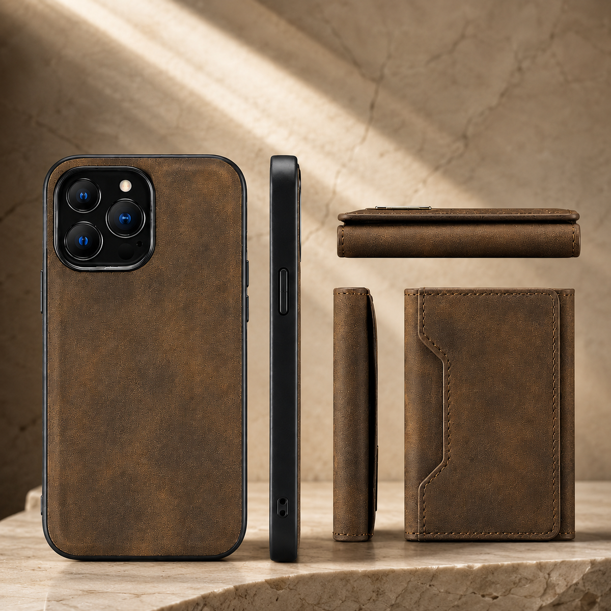 Premium iPhone Case Wallet MagSafe Compatible Detachable Leather Flip Cover Card Holder Shockproof Full Protection Camera Lens Guard Slim Magnetic Stand Design