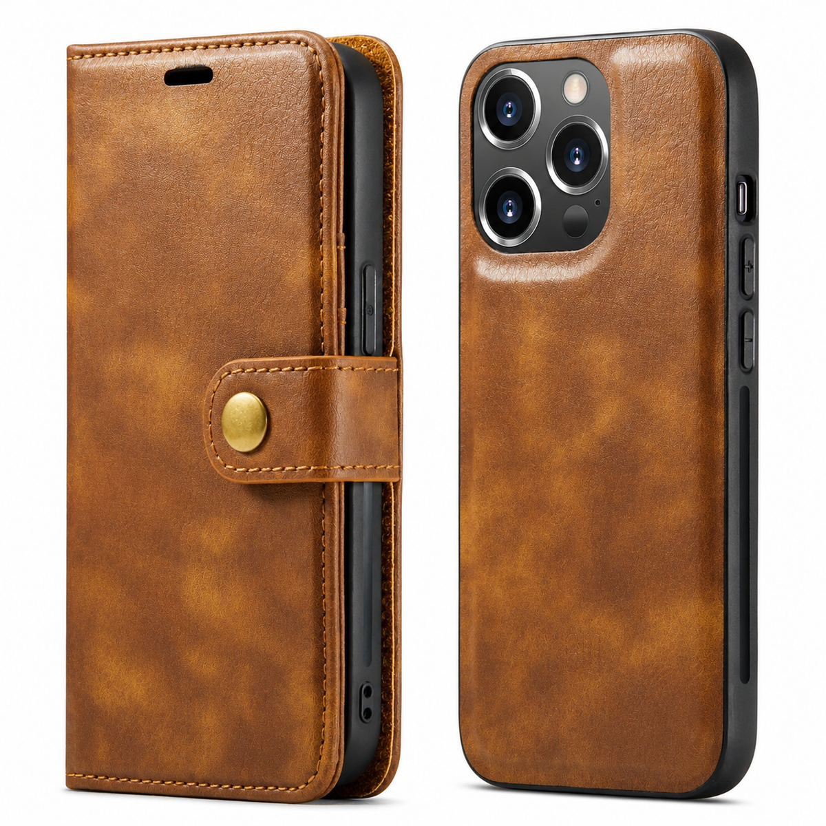 Premium iPhone Case Wallet MagSafe Compatible Detachable Magnetic Leather Shockproof Protective Cover Card Holder Camera Lens Protection Slim Design