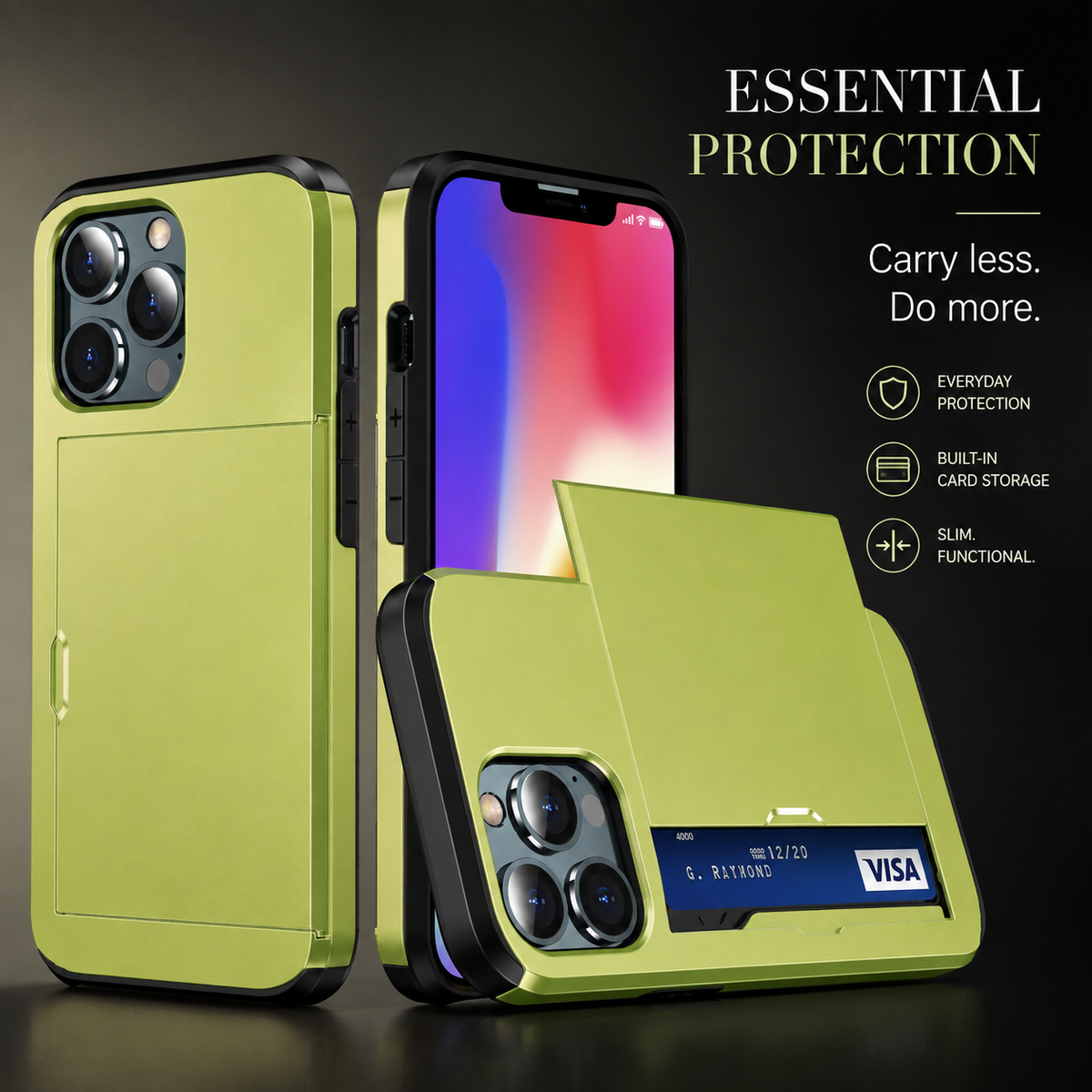 Premium iPhone Case Wallet MagSafe Compatible Dual Layer Slider Card Holder Shockproof Protective Cover Camera Lens Protection Slim Magnetic Design