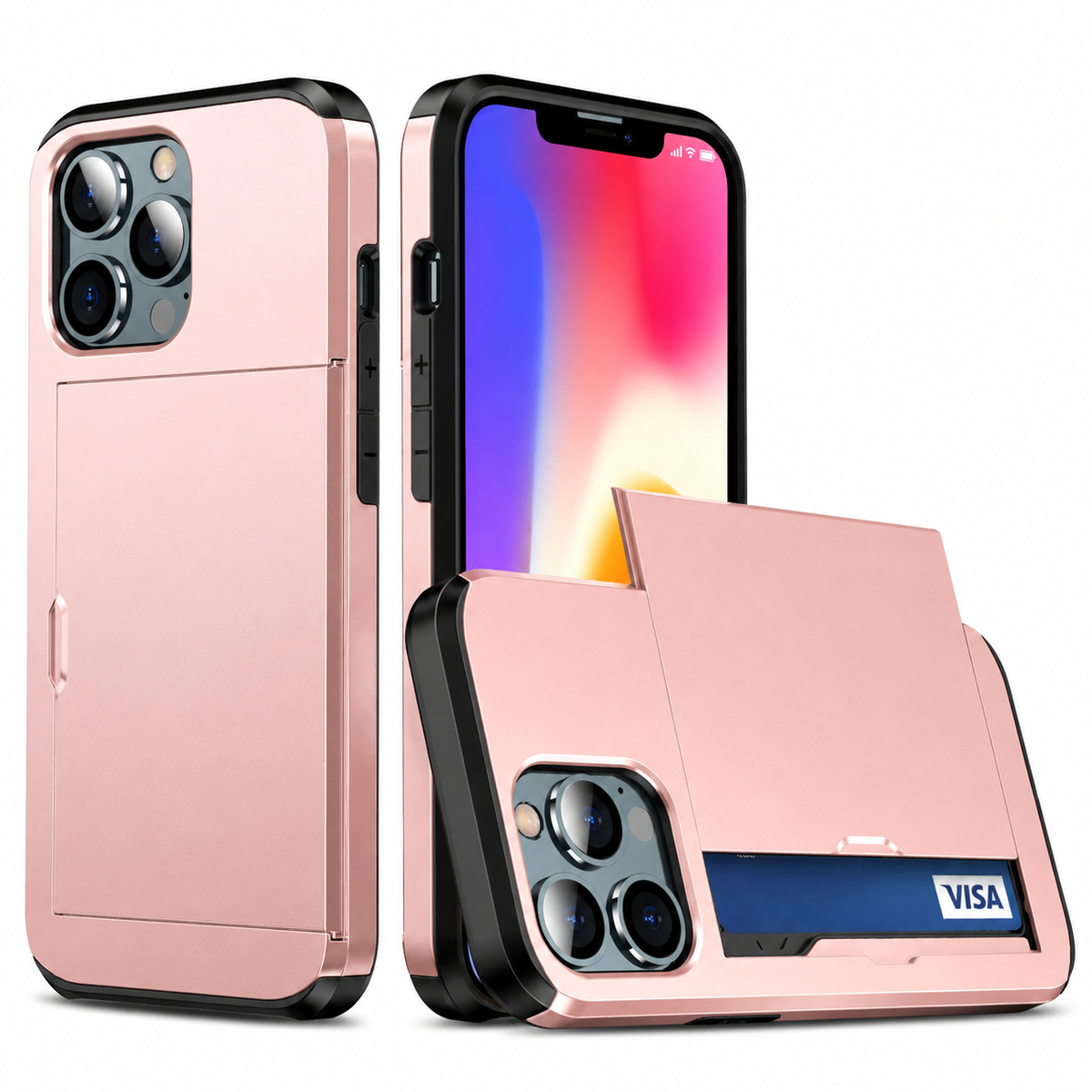 Premium iPhone Case Wallet MagSafe Compatible Dual Layer Slider Card Holder Shockproof Protective Cover Camera Lens Protection Slim Magnetic Design