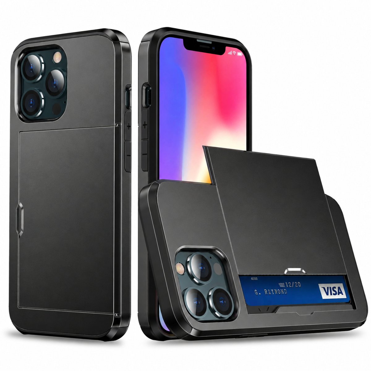 Premium iPhone Case Wallet MagSafe Compatible Dual Layer Slider Card Holder Shockproof Protective Cover Camera Lens Protection Slim Magnetic Design
