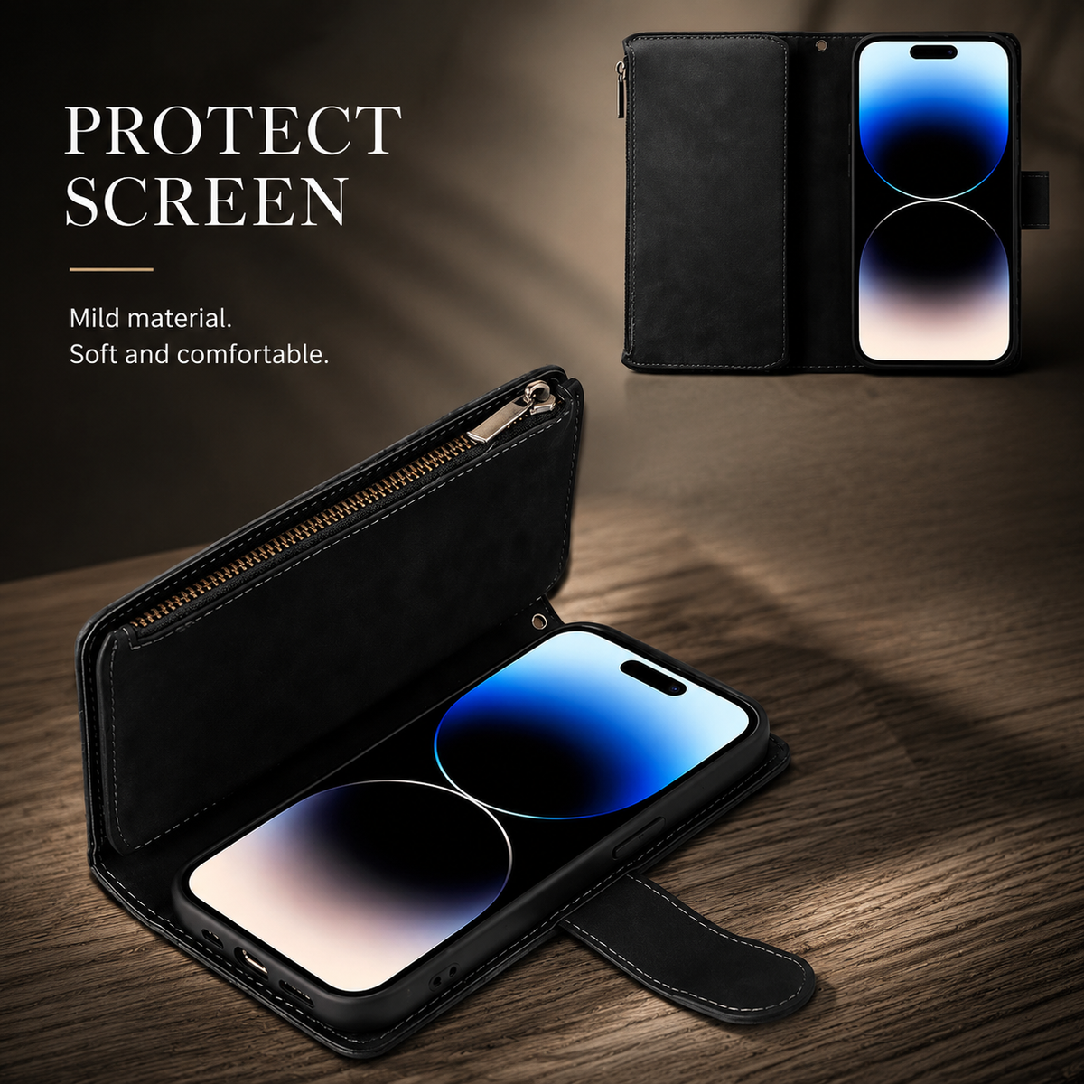 Premium iPhone Case Wallet MagSafe Compatible Leather Card Holder Magnetic Closure Shockproof Protective Cover Camera Lens Protection Slim Design