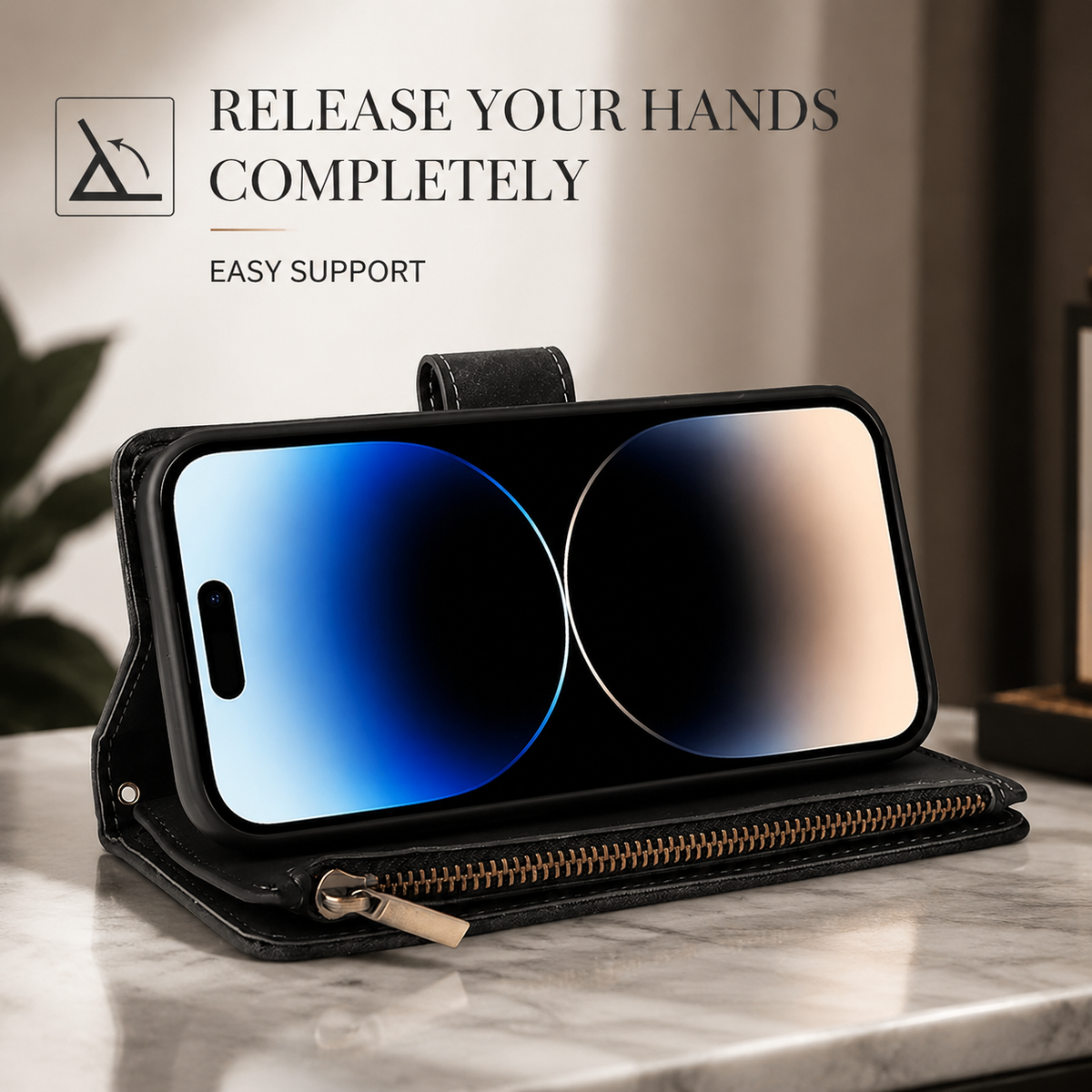 Premium iPhone Case Wallet MagSafe Compatible Leather Card Holder Magnetic Closure Shockproof Protective Cover Camera Lens Protection Slim Design
