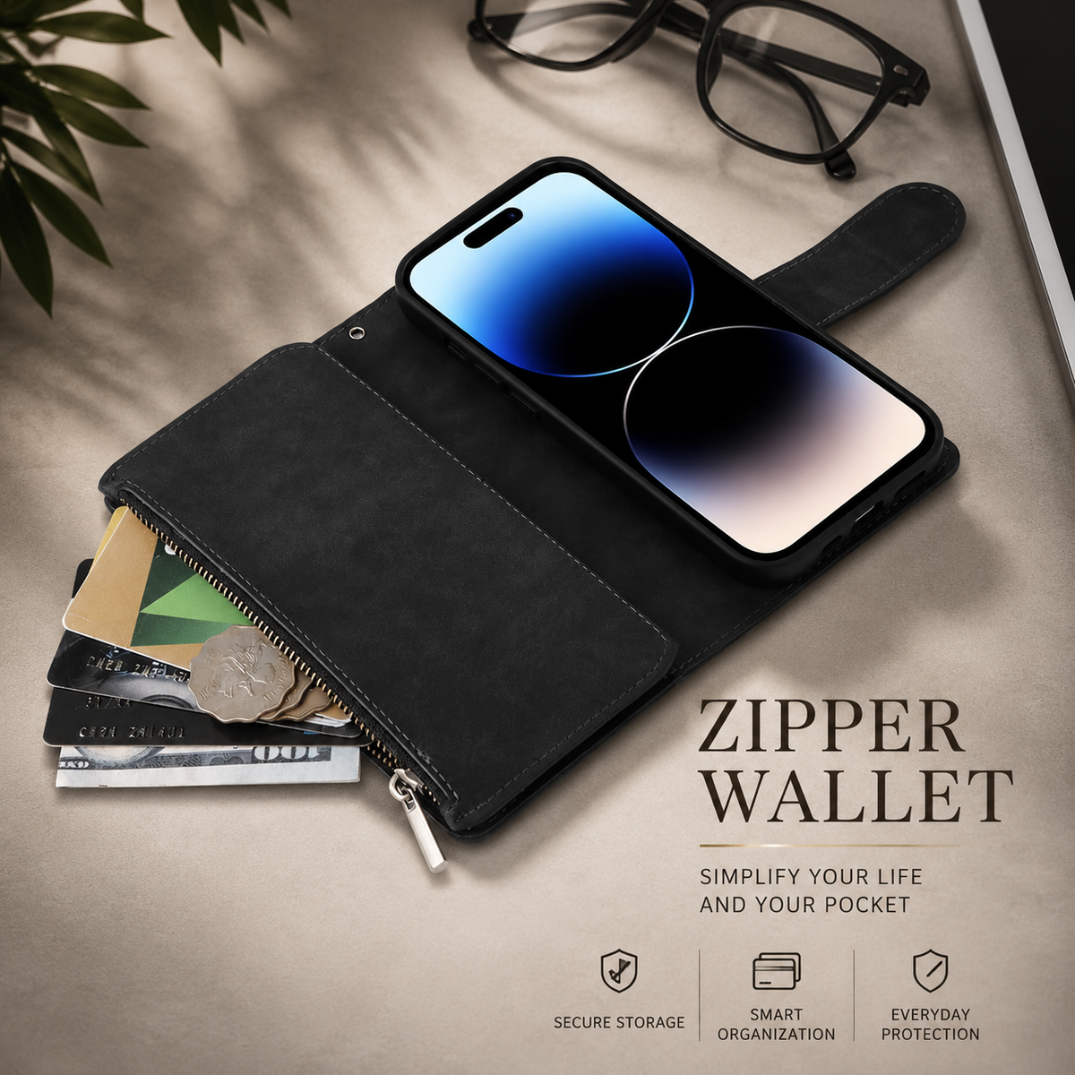 Premium iPhone Case Wallet MagSafe Compatible Leather Card Holder Magnetic Closure Shockproof Protective Cover Camera Lens Protection Slim Design