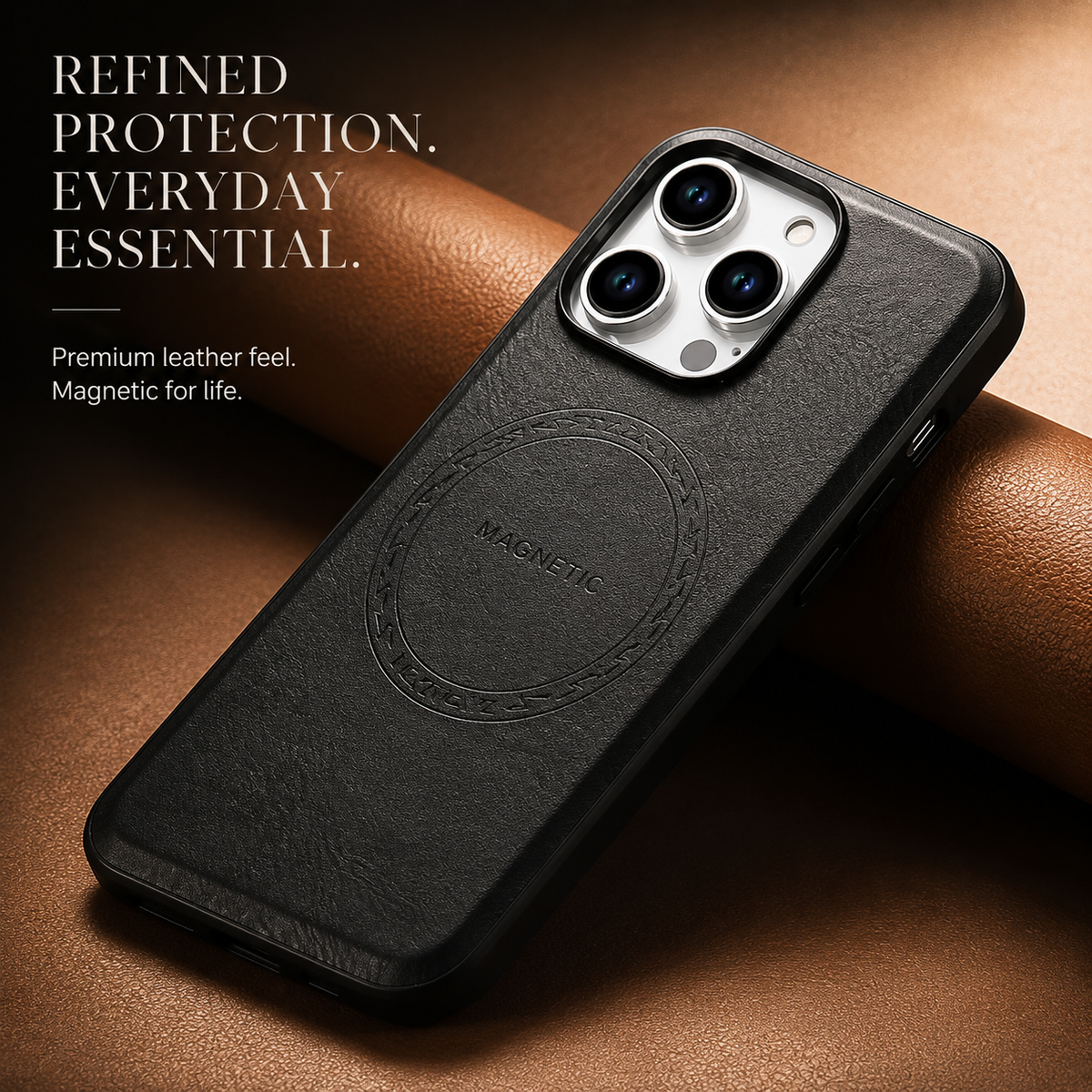 Premium iPhone Case Wallet MagSafe Compatible Leather Card Holder Shockproof Protective Cover Camera Lens Protection Slim Magnetic Stand Design