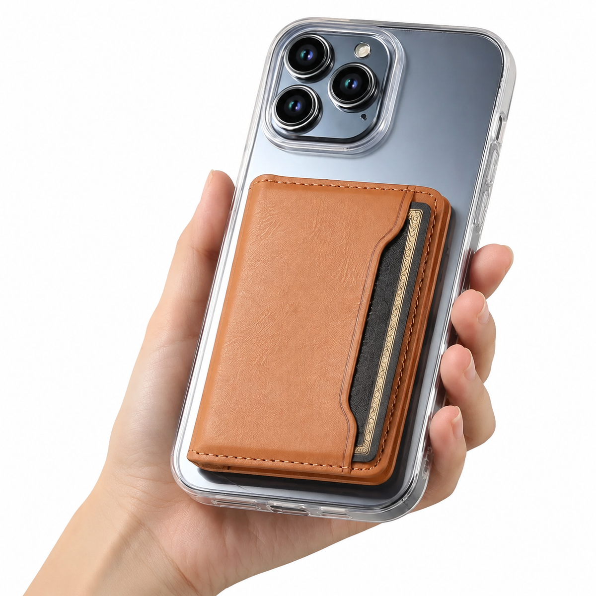 Premium iPhone Case Wallet MagSafe Compatible Leather Card Holder Shockproof Protective Cover Camera Lens Protection Slim Magnetic Stand Design