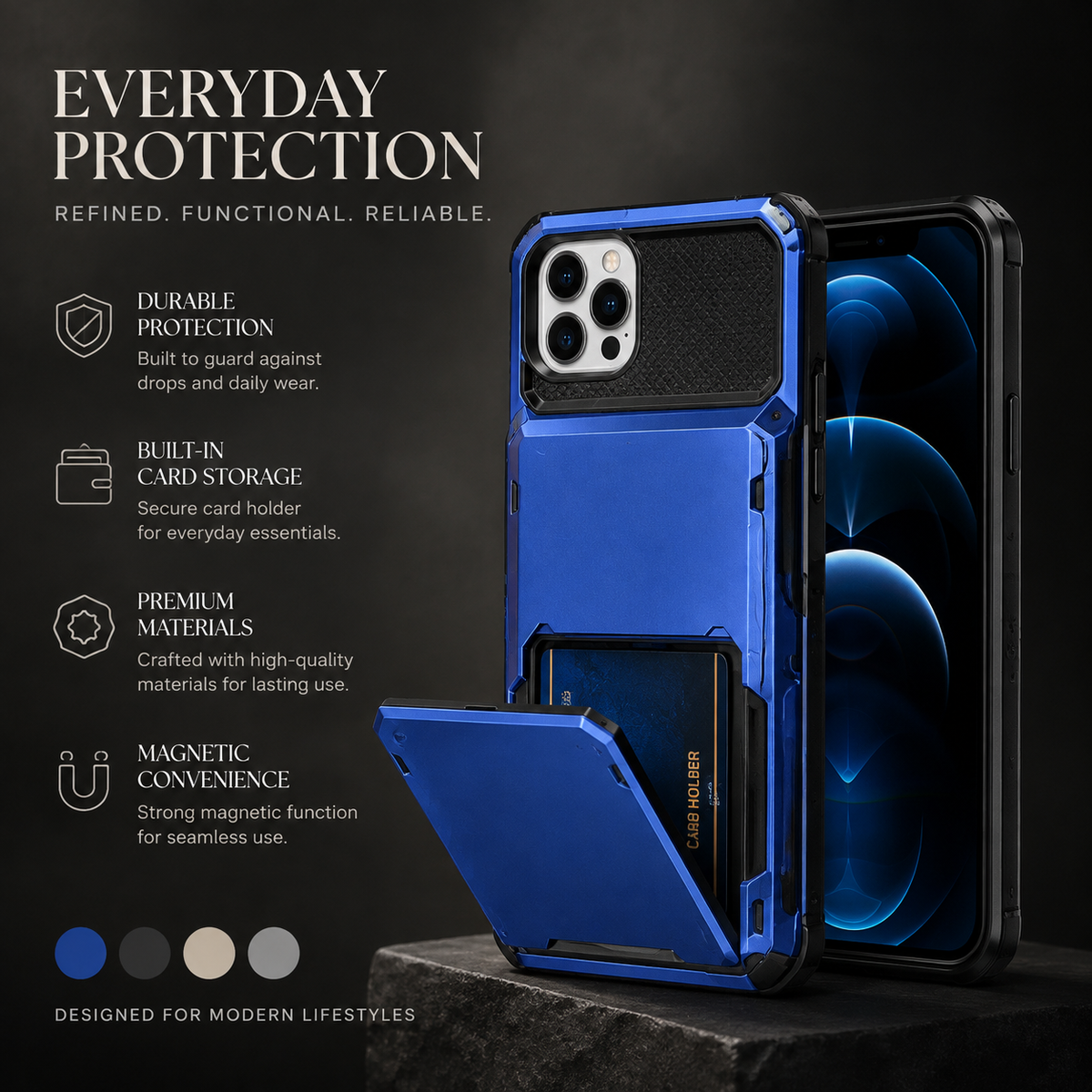Premium iPhone Case Wallet MagSafe Compatible Magnetic Card Holder Shockproof Protective Cover Camera Lens Protection Slim Full Coverage