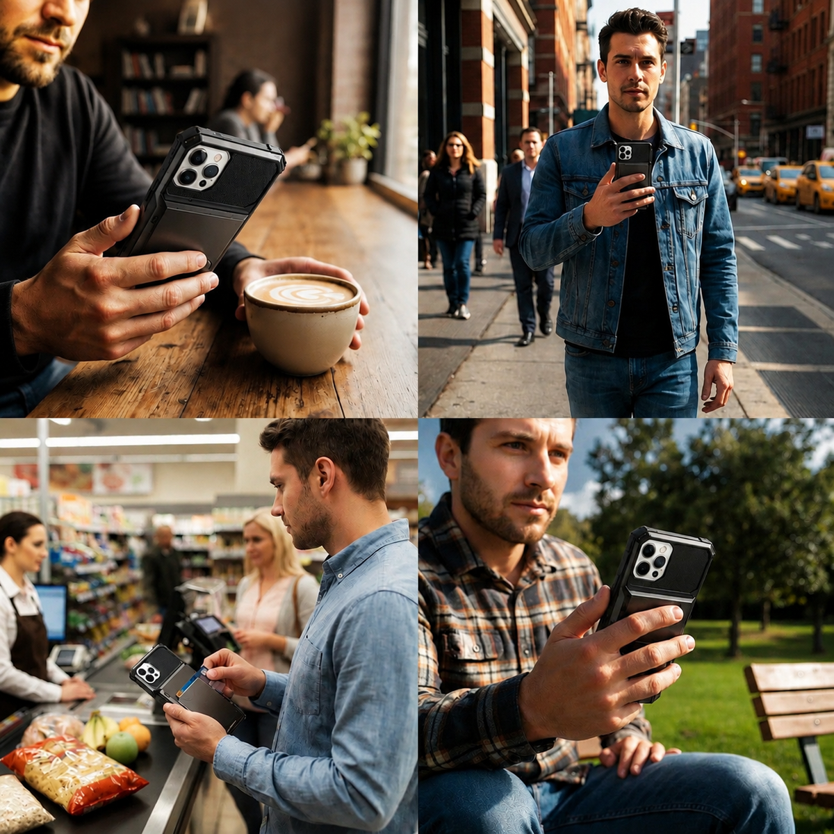 Premium iPhone Case Wallet MagSafe Compatible Magnetic Shockproof Protective Cover 4 Card Holder Camera Lens Protection Slim Leather Stand Design