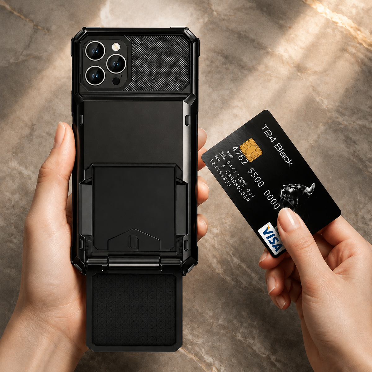 Premium iPhone Case Wallet MagSafe Compatible Slide Card Holder Armor Cover Shockproof Protection Camera Lens Guard Slim Magnetic Kickstand Durable Design