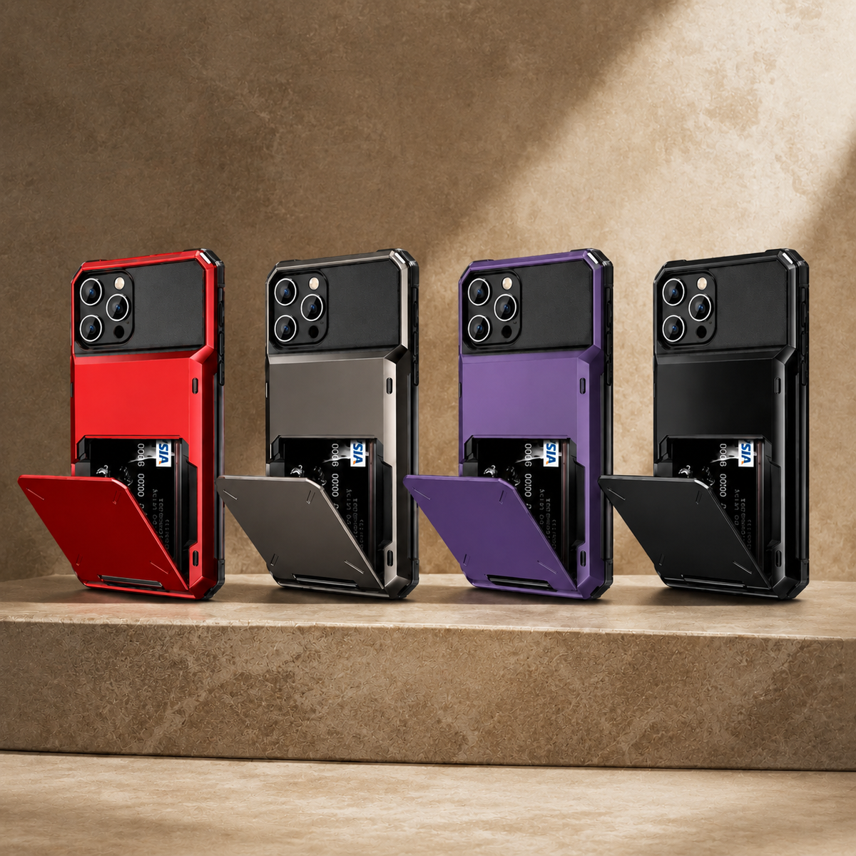 Premium iPhone Case Wallet MagSafe Compatible Slide Card Holder Armor Cover Shockproof Protection Camera Lens Guard Slim Magnetic Kickstand Durable Design