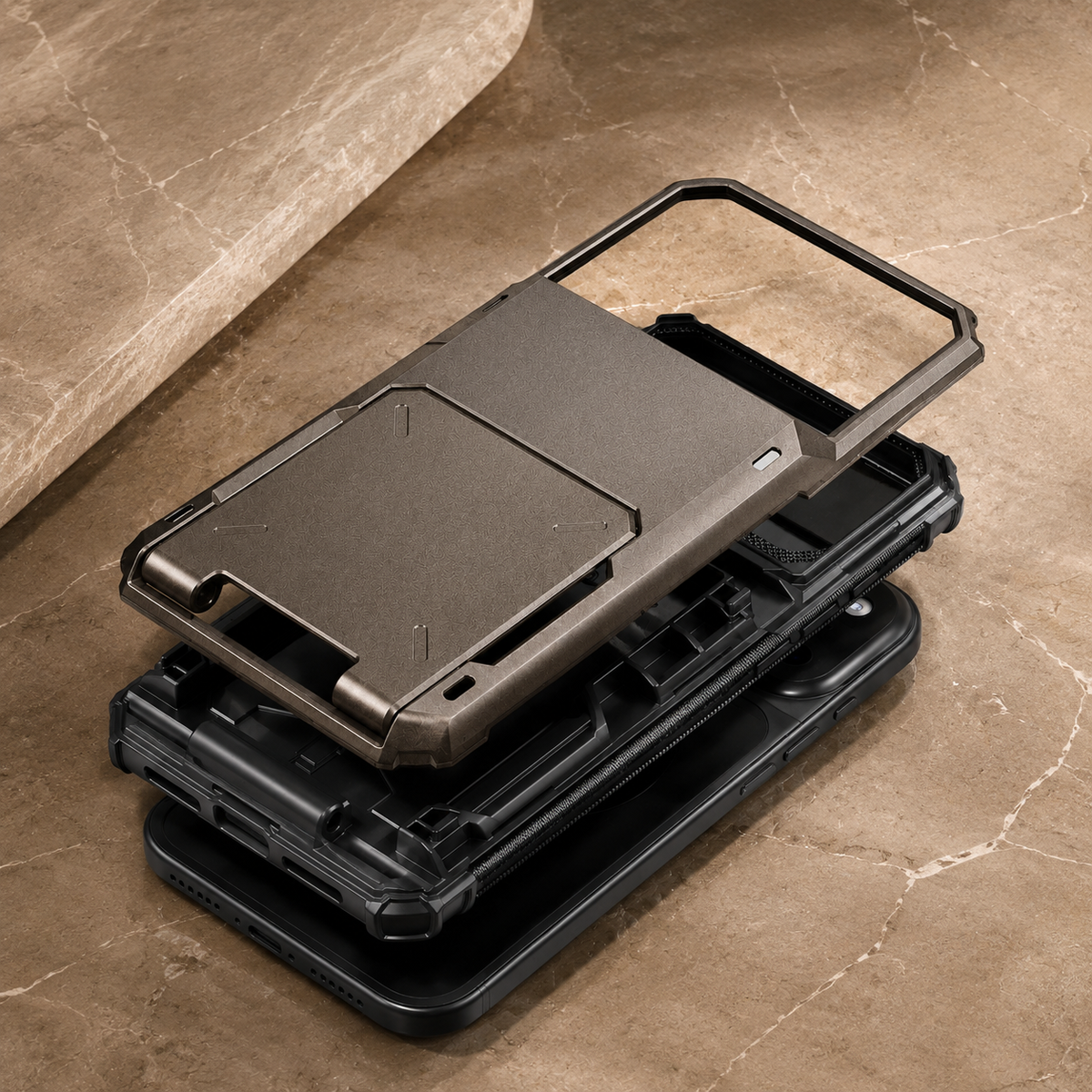 Premium iPhone Case Wallet MagSafe Compatible Slide Card Holder Armor Cover Shockproof Protection Camera Lens Guard Slim Magnetic Kickstand Durable Design